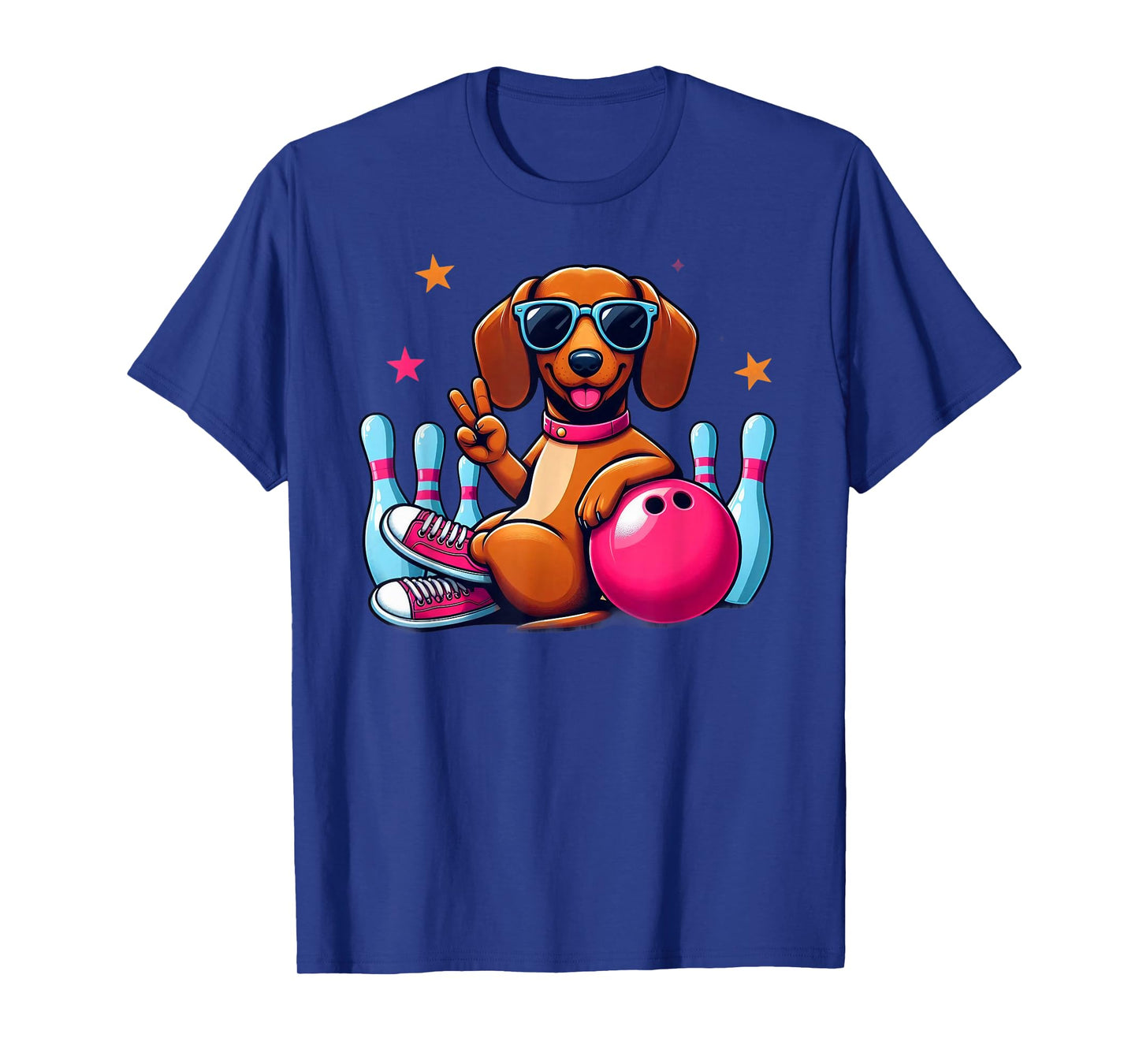 Funny Dachshund Bowling Graphic, Funny Dog Playing Bowling T-Shirt