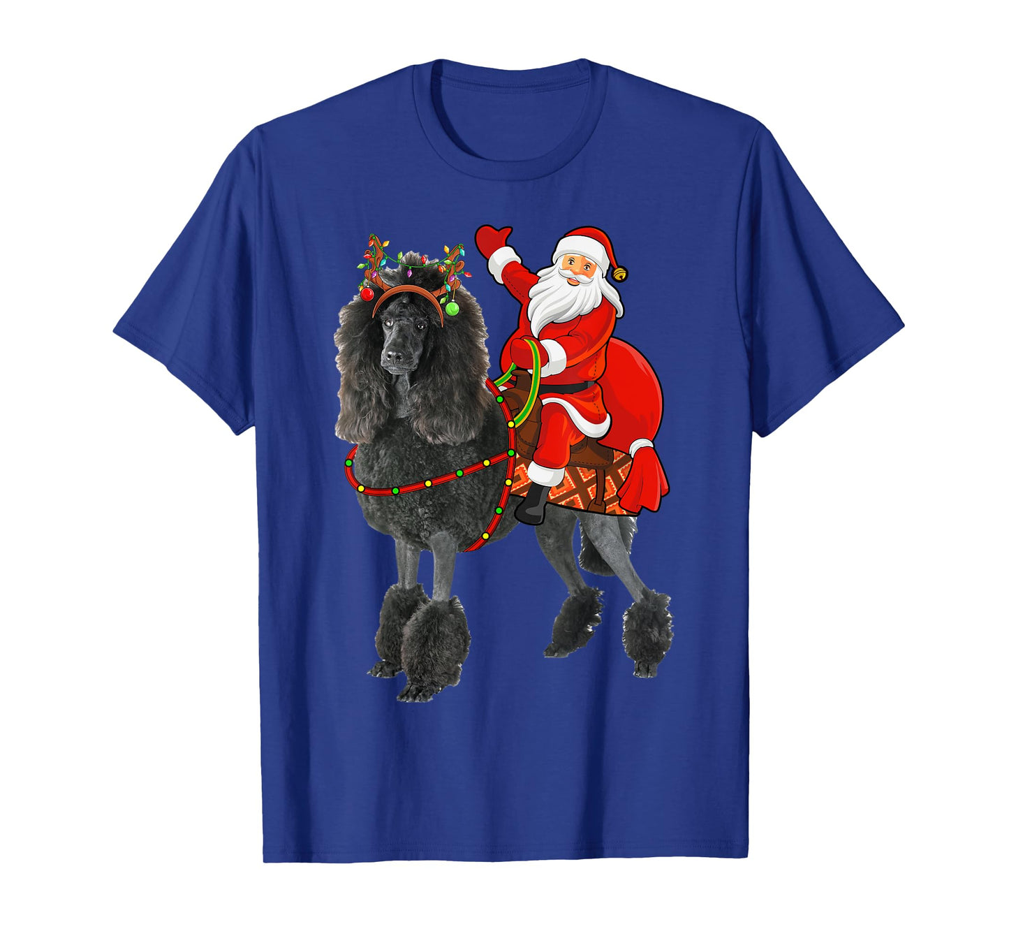 Family Matching Funny Santa Riding Standard Poodle Christmas T-Shirt