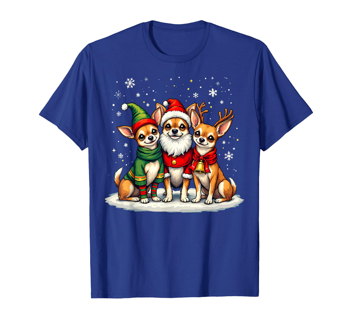 Chihuahua Christmas Dogs Funny Santa Reindeer Elf Holiday T-Shirt