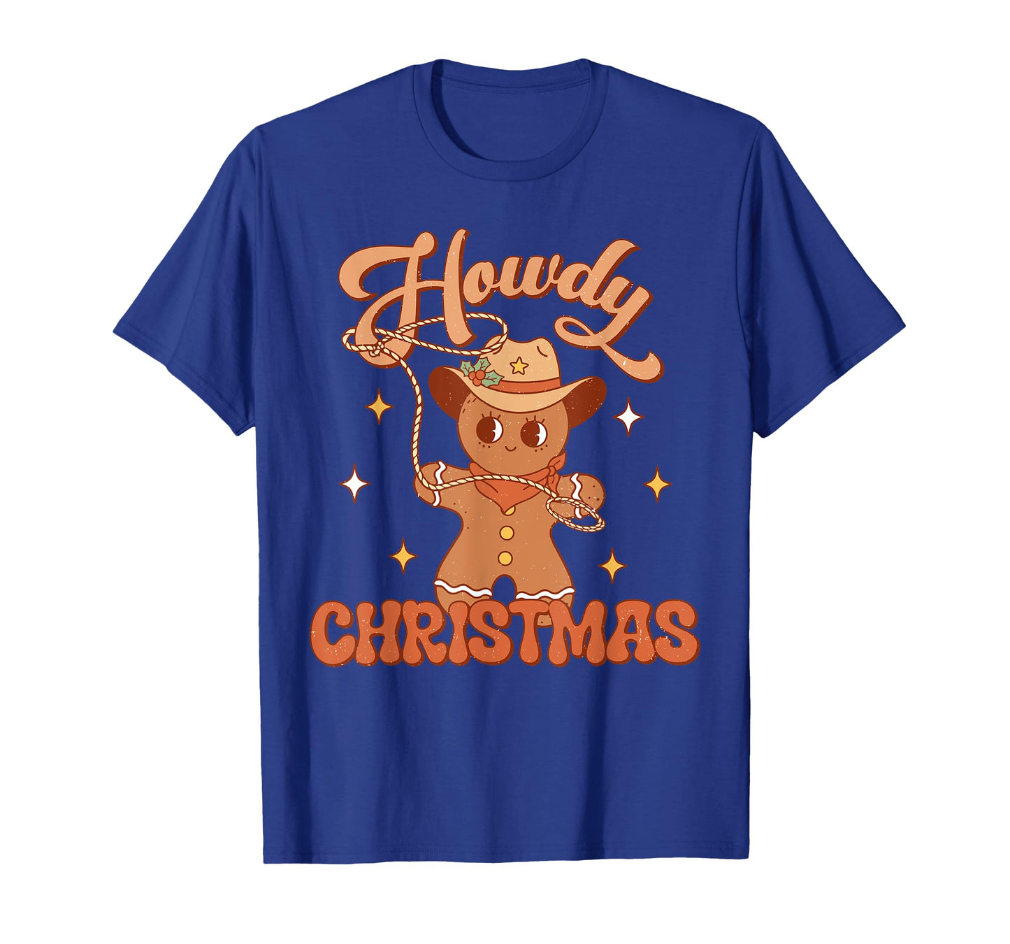 Gingerbread Man Cowboy Lasso Western Howdy Christmas T-Shirt