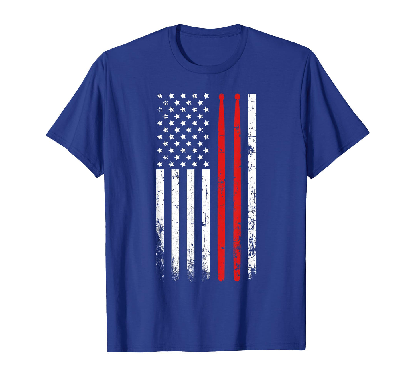 Drum sticks on a vintage American flag T-shirt for Drummers T-Shirt