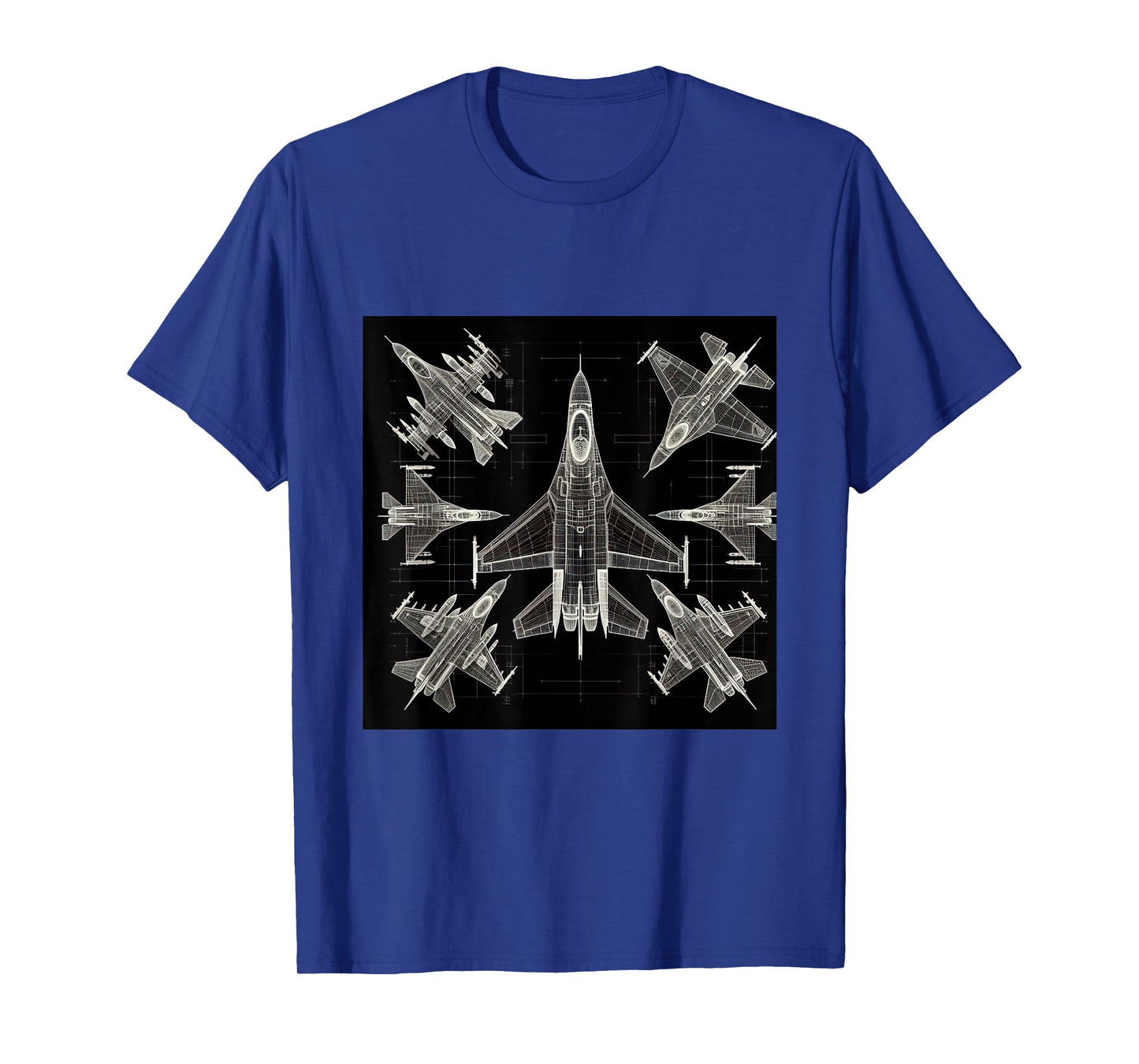F16 Viper Jet Fighter Wireframe Blueprint T-Shirt