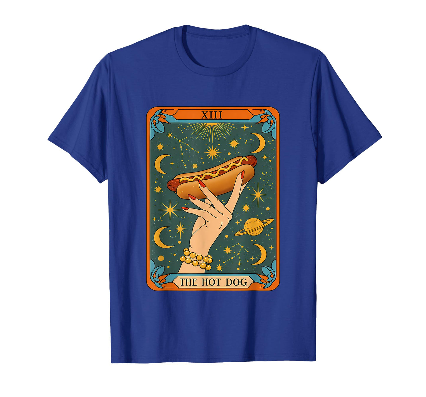 Witchy Hot Dog Tarot Shirt Vintage Astrology Food Meme T-Shirt for Men Women Kids