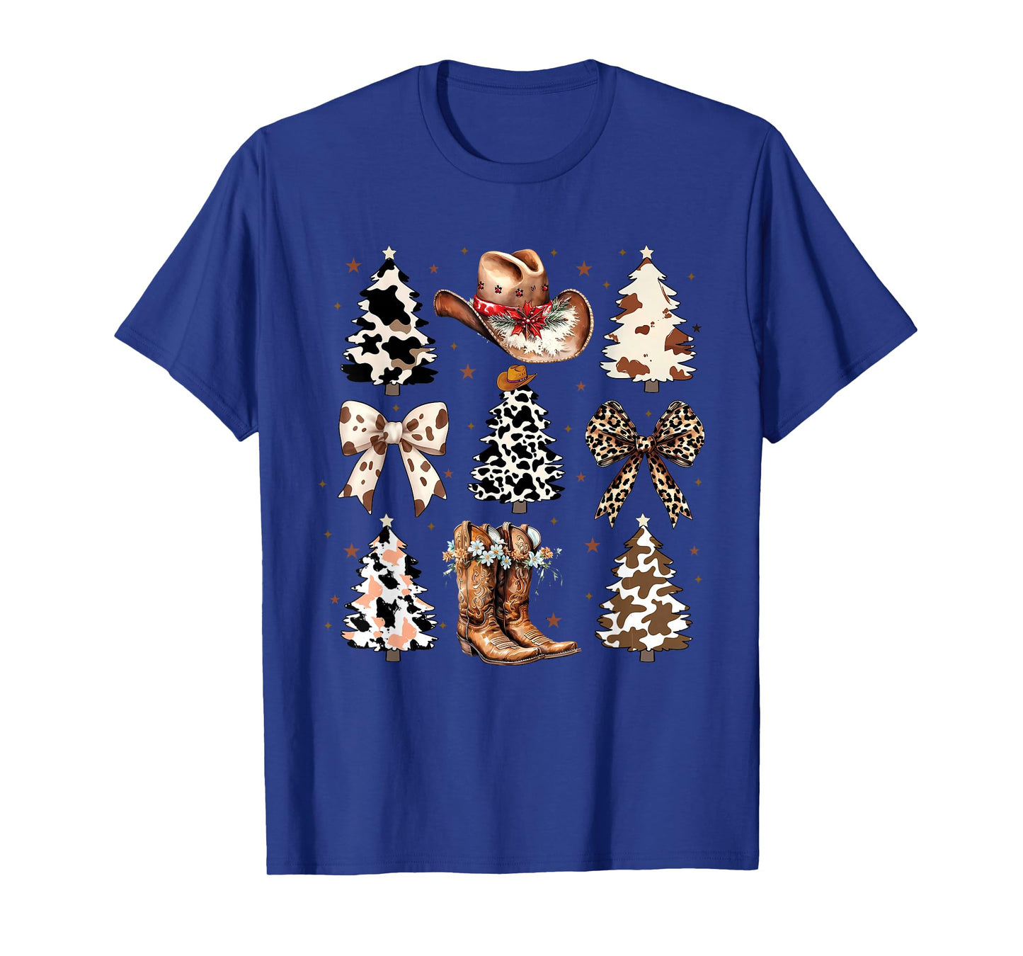 Coquette Christmas Tree Western Cowgirl Boots Hat Cow Lover T-Shirt