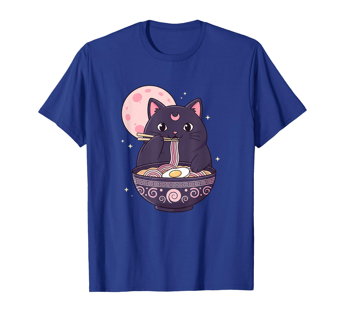 Anime Kawaii Cat Ramen, Moon Neko Eating Ramen Cute T-Shirt