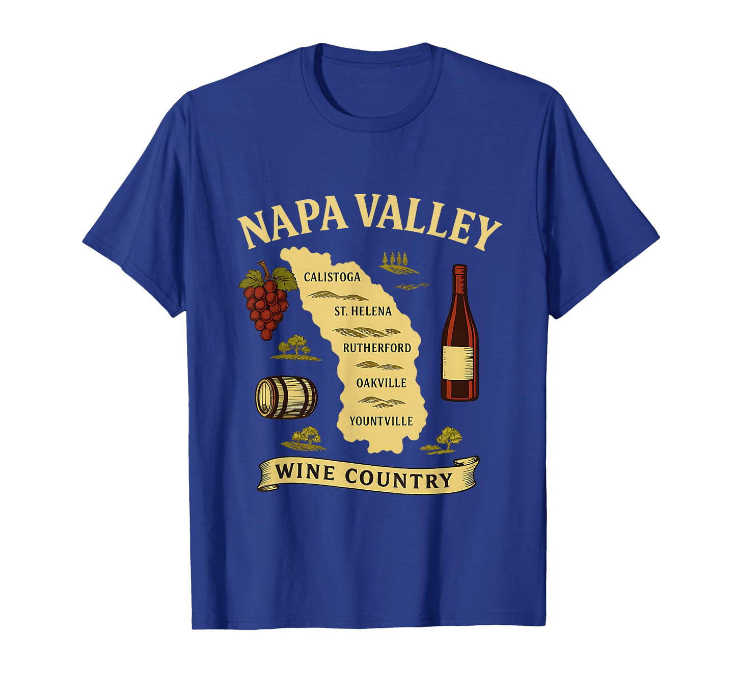 Napa Valley Wine Country Map California Vineyard T-Shirt