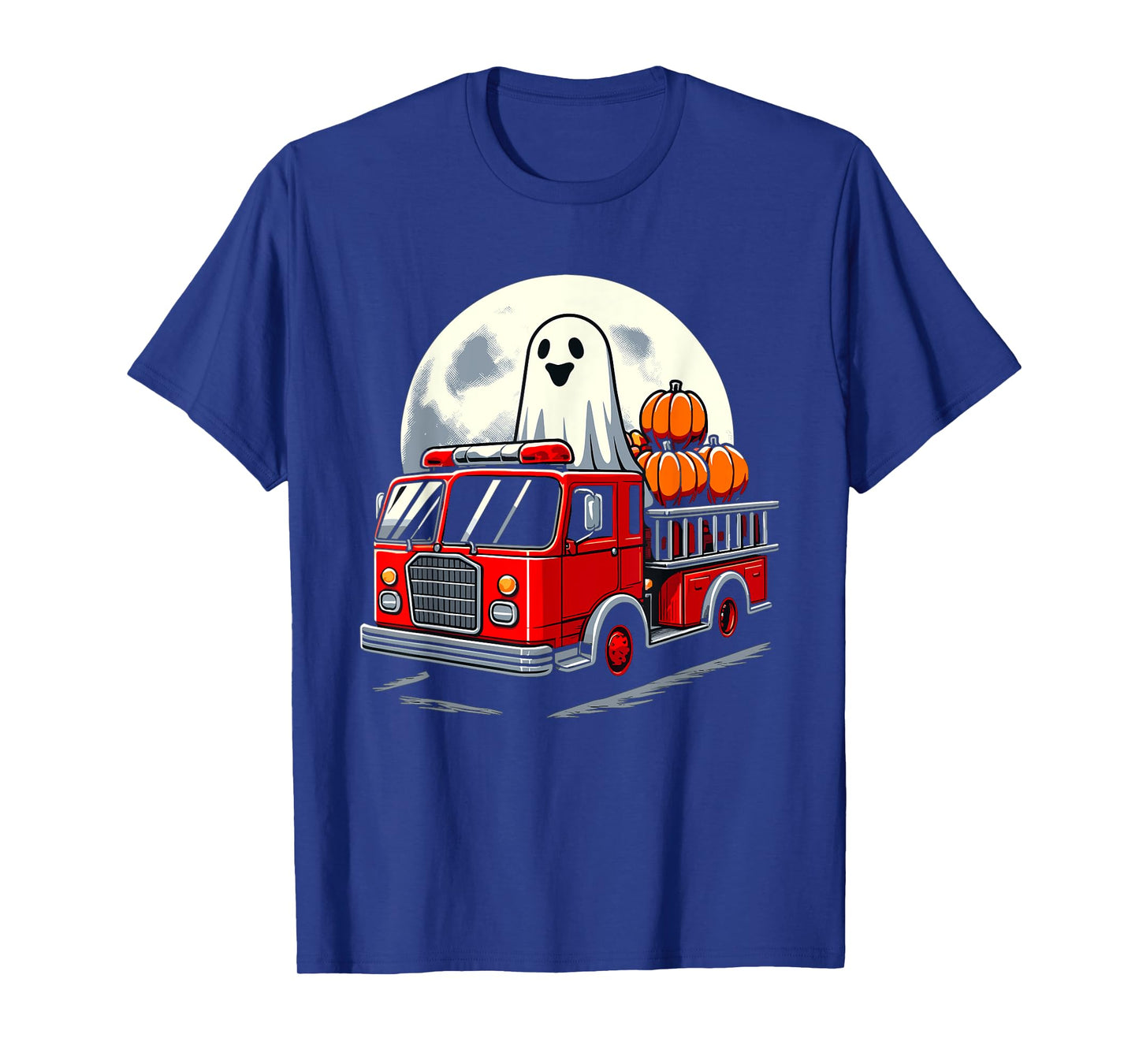 Halloween Ghost Firetruck Funny Pumpkins For Kids T-Shirt