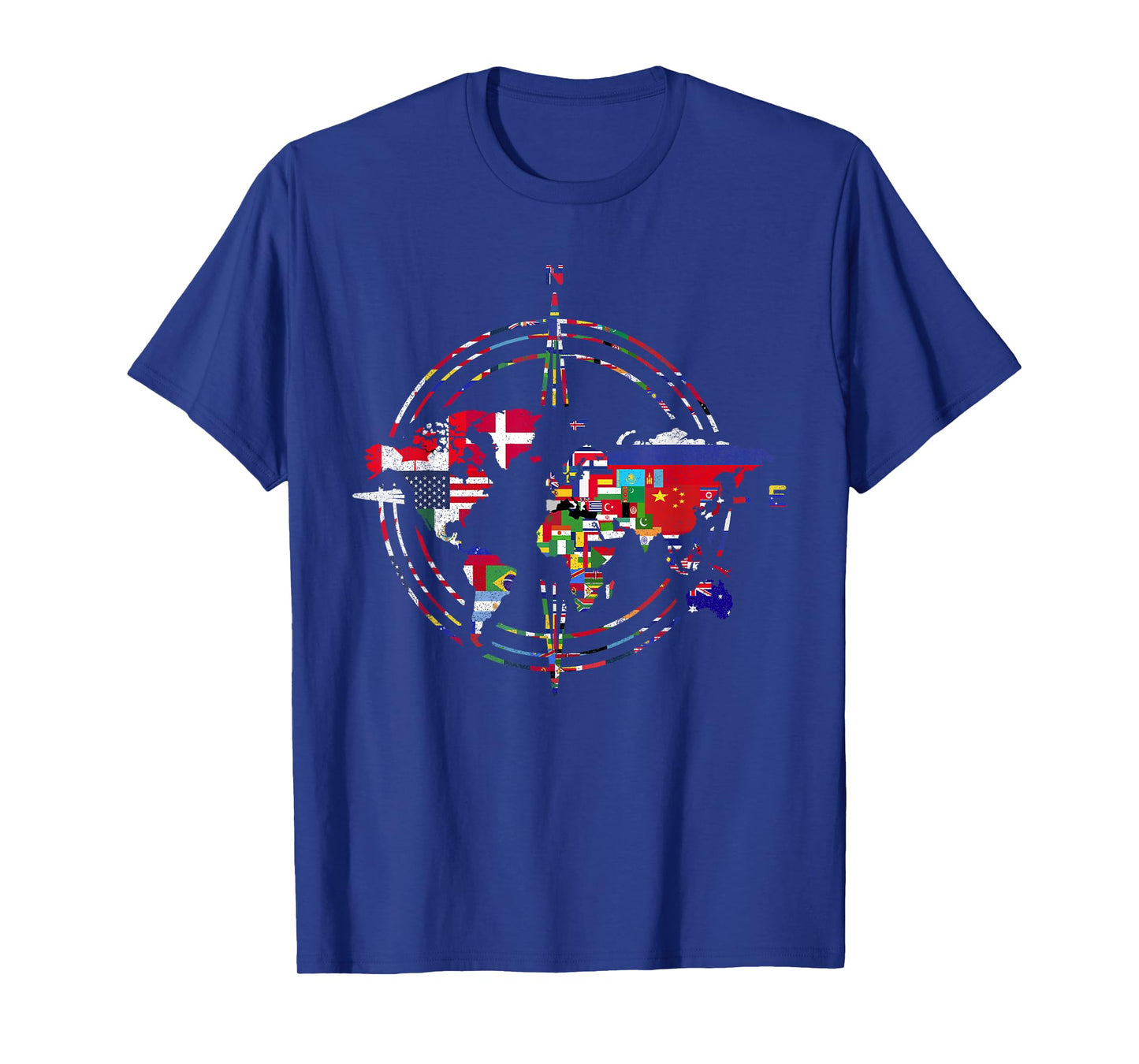International Flags Compass World Travel World Map T-Shirt