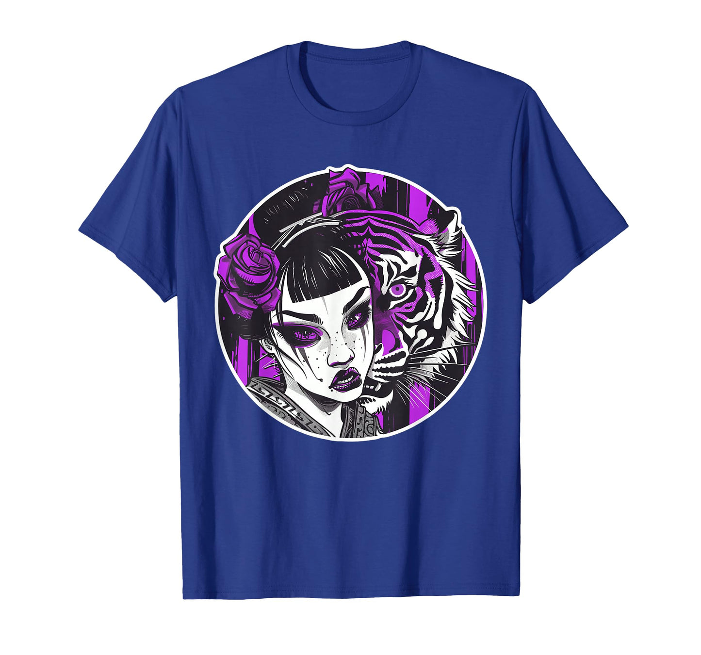 Kawaii Anime Geisha With Tiger Bliss For Otaku Enthusiasts T-Shirt