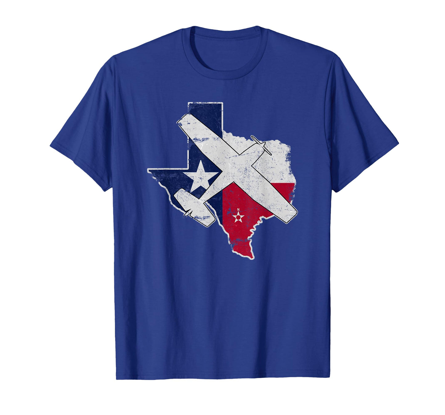 Texas Pilot State Flag C172 Skyhawk Airplane Vintage T-Shirt