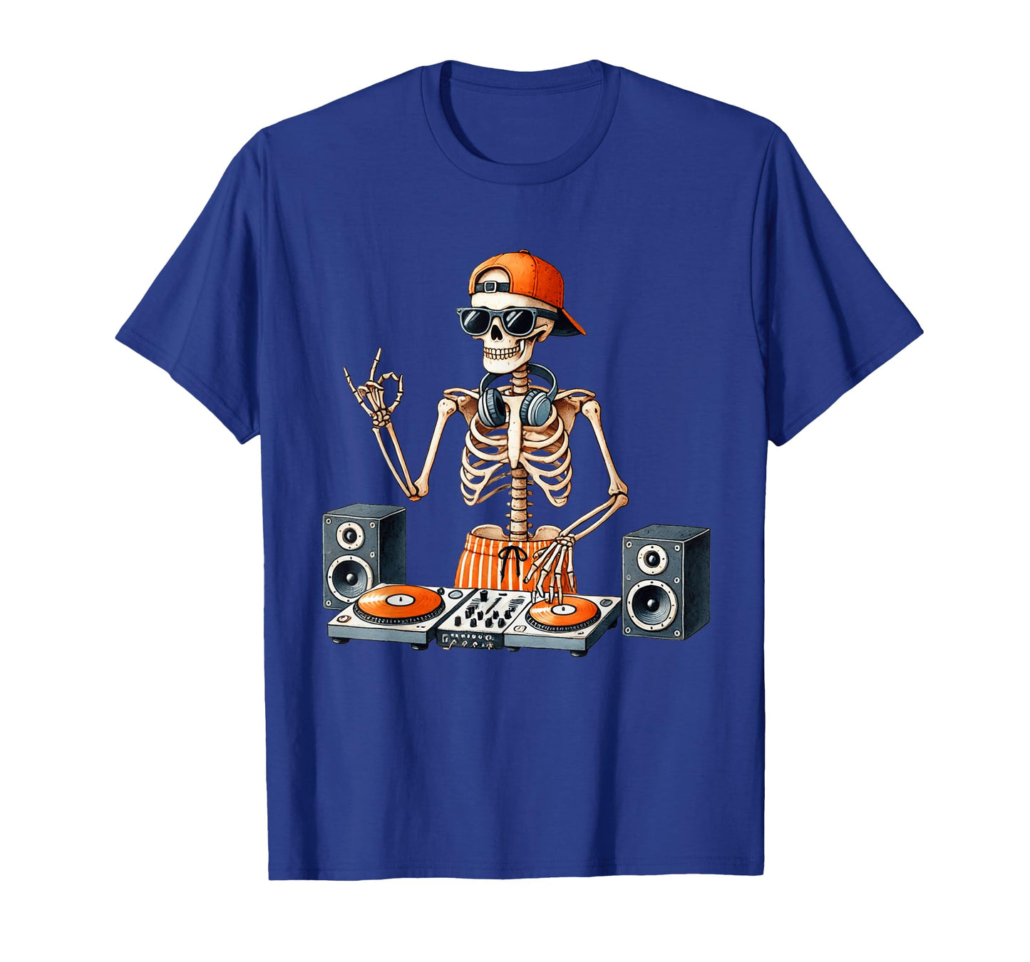 Skeleton DJ Halloween Costume Turntable Music Funny Men Boys T-Shirt