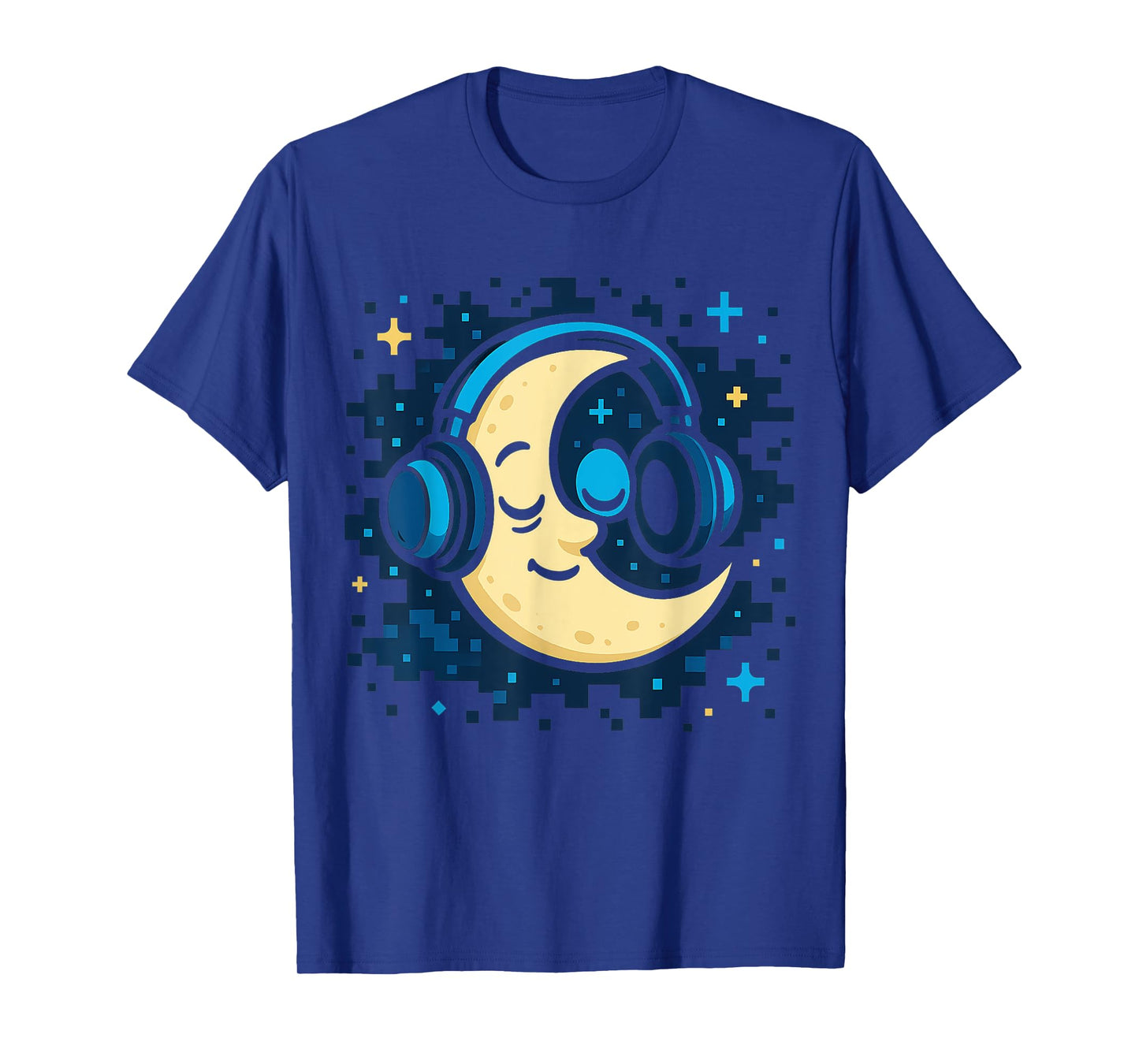 Lofi Lullabies and Focus Beats Moon Headphones Pixel Sky Zen T-Shirt