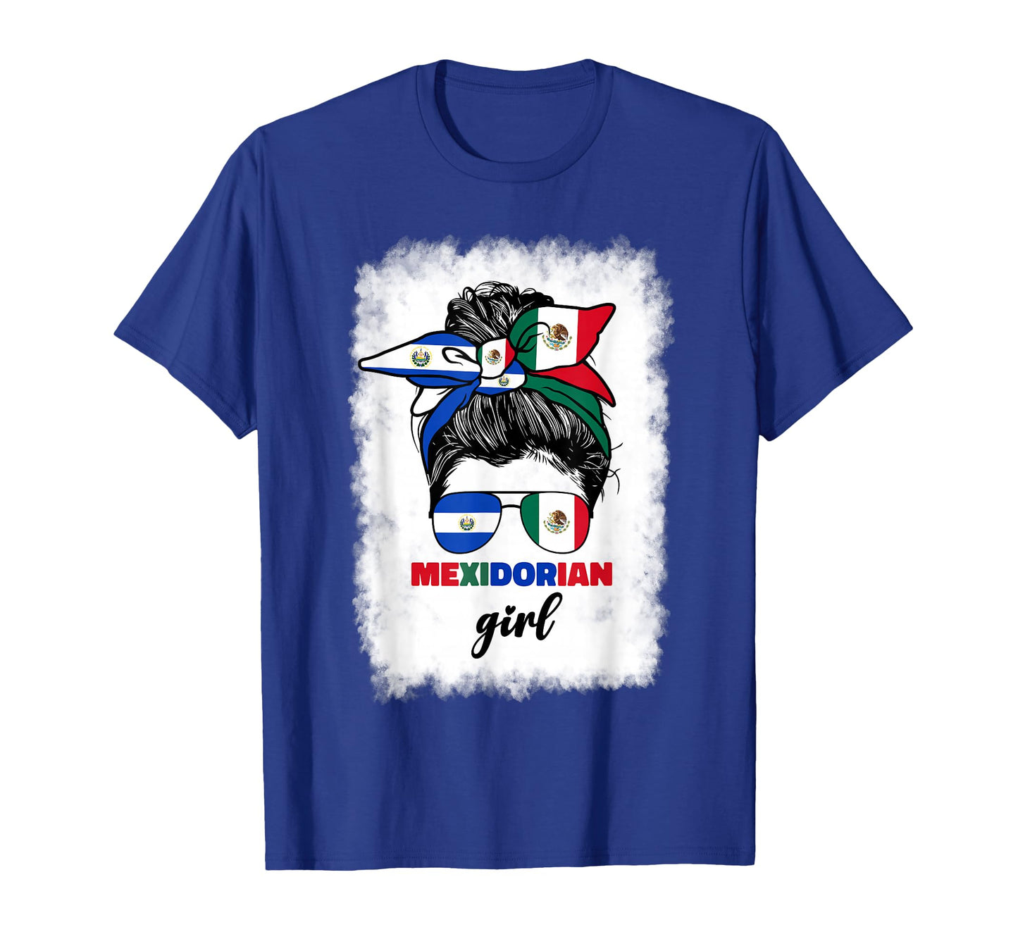 Half Mexican And Salvadorian Mexico El Salvador Flag Girl T-Shirt