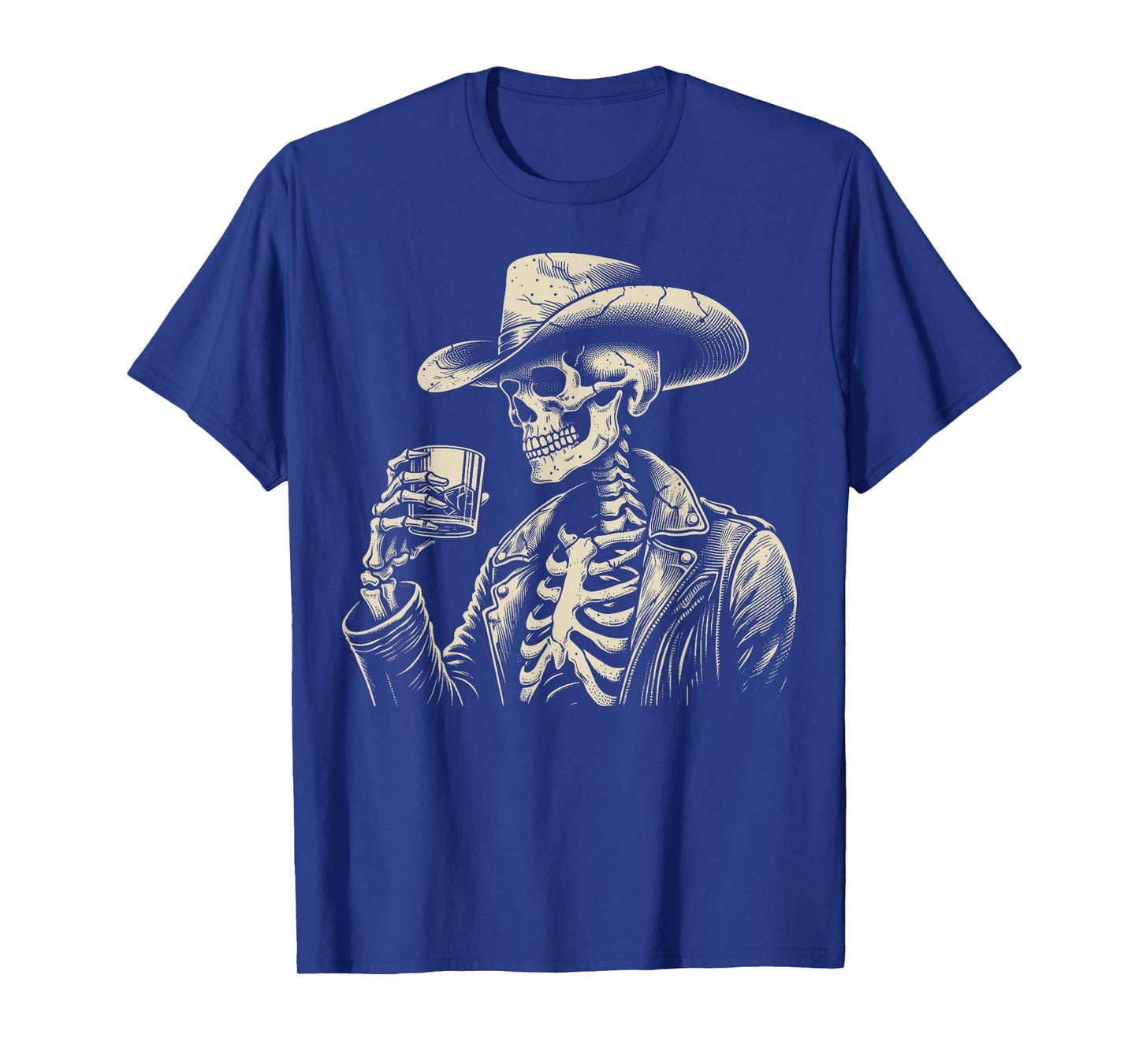 Western Cowboy Skeleton Whiskey Rustic Vintage Halloween T-Shirt