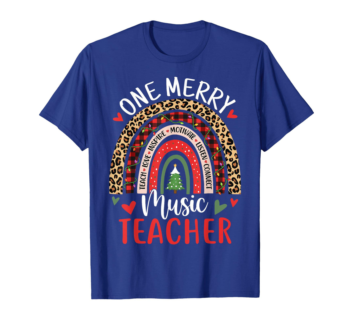 One Merry Music Teacher Funny Rainbow Christmas Musician T-Shirt