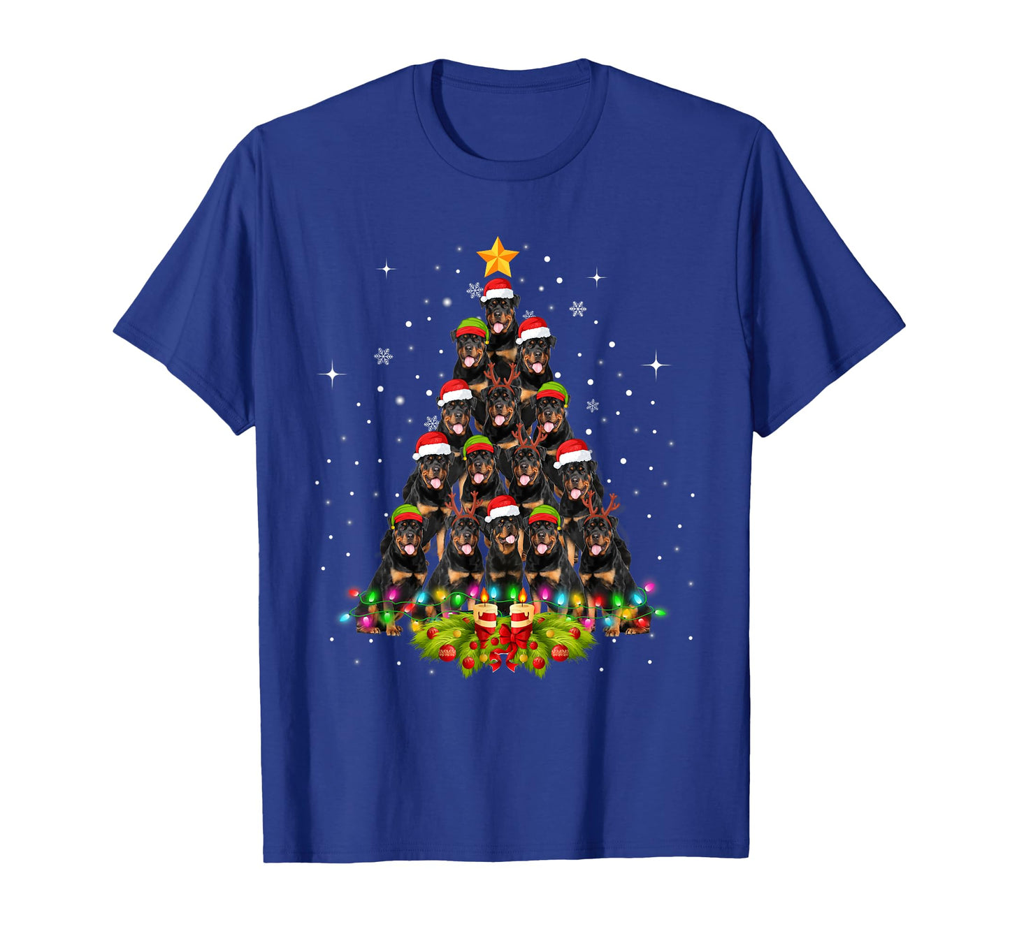 Rottweiler Dogs Tree Christmas Sweater Xmas Pet Animal Dog T-Shirt for Men Women Kids
