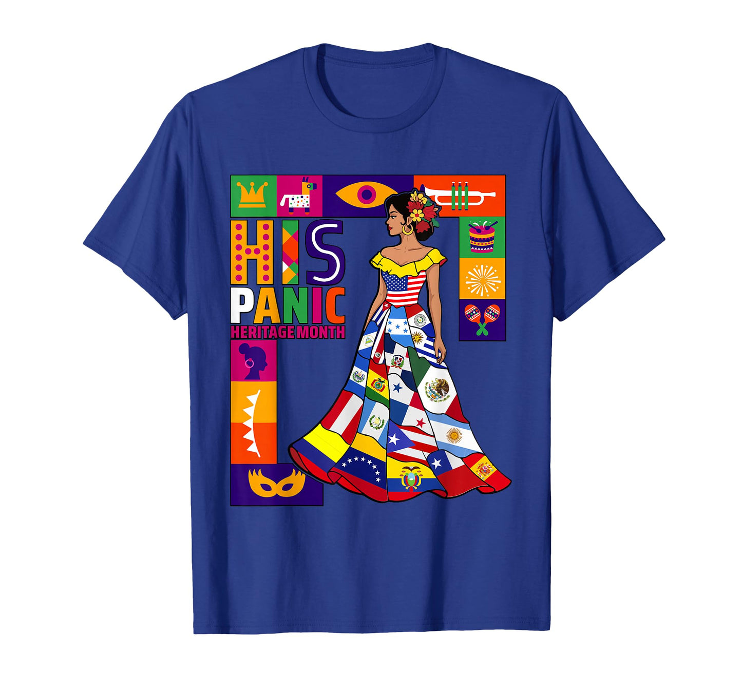 Women Dress Hispanic Heritage Month All Latin Countries Flag T-Shirt
