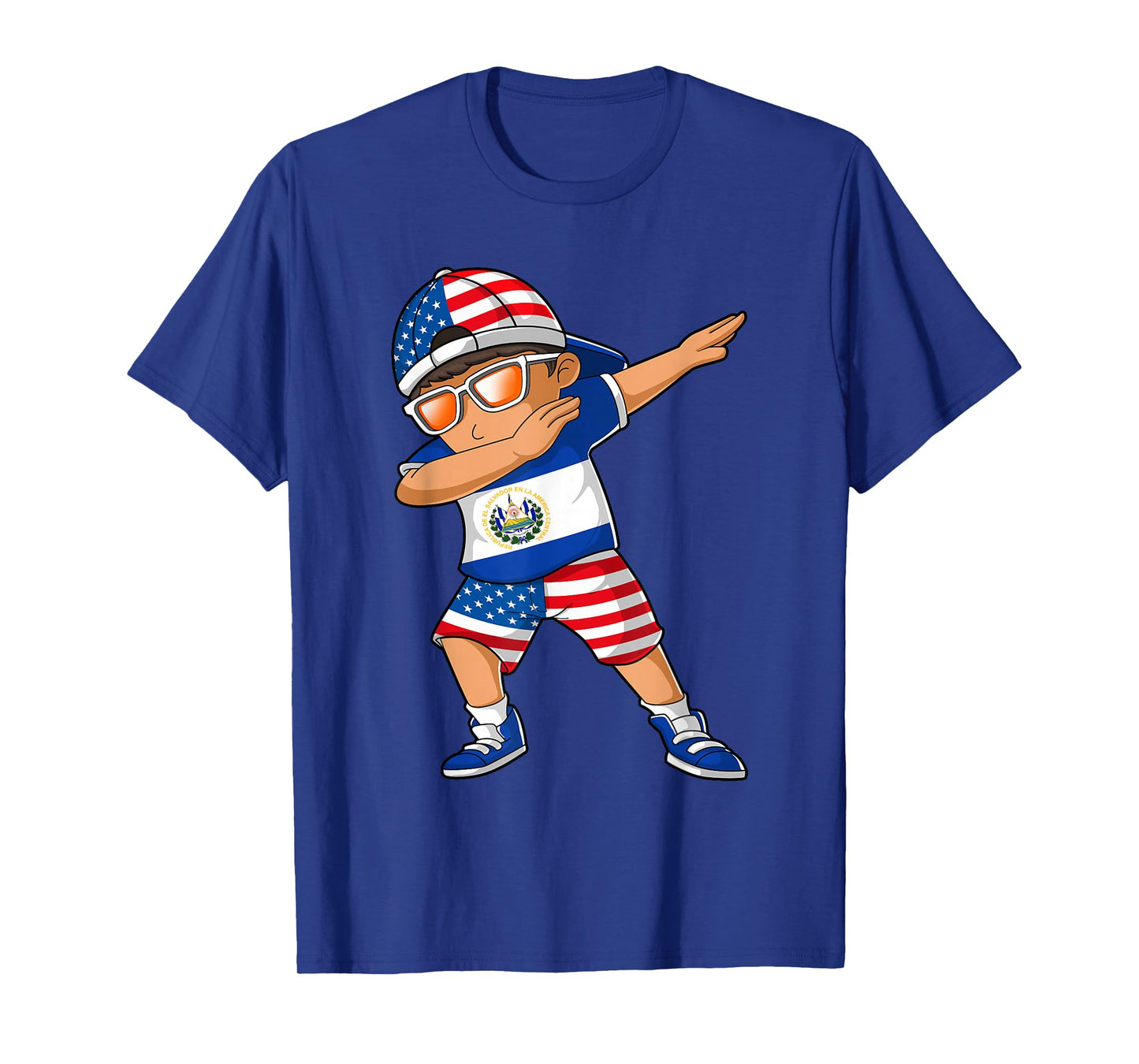Half American Half Salvadoran Boy Kid El Salvador Flag T-Shirt
