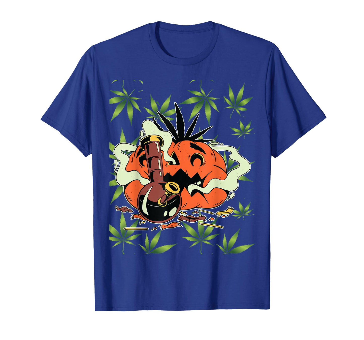 Mens Halloween Marijuana Costumes Accessories Pumpkin Bong T-Shirt