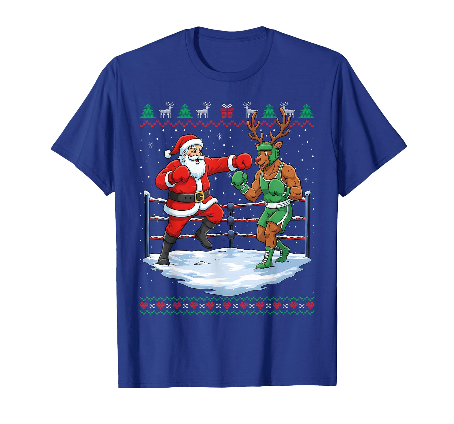 Funny Santa Boxing Christmas Reindeer Ugly Sweater T-Shirt