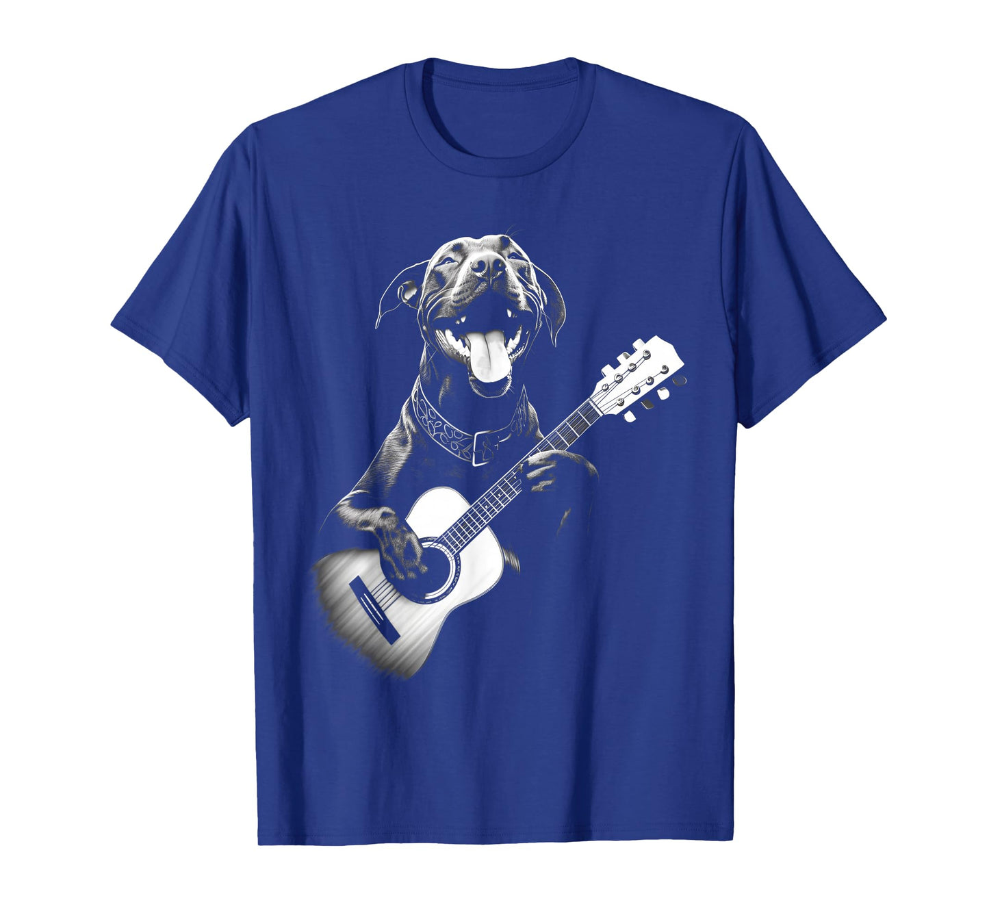 American Pitbull Playing Guitar - Funny Guitar Dog Men Women Kids T-Shirt