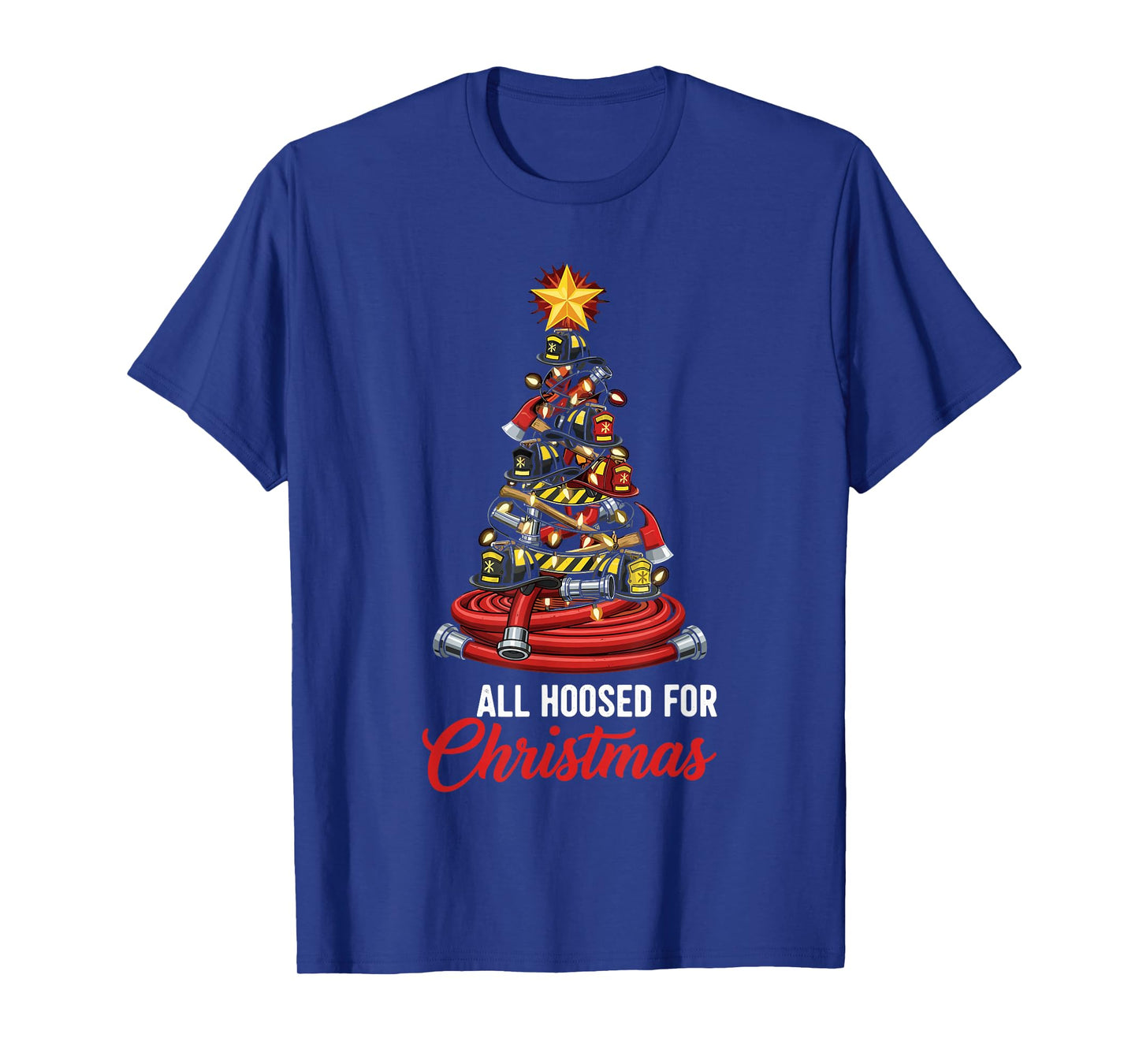 All Hoosed Christmas Firefighter Tree Shirt, Fireman Xmas T-Shirt