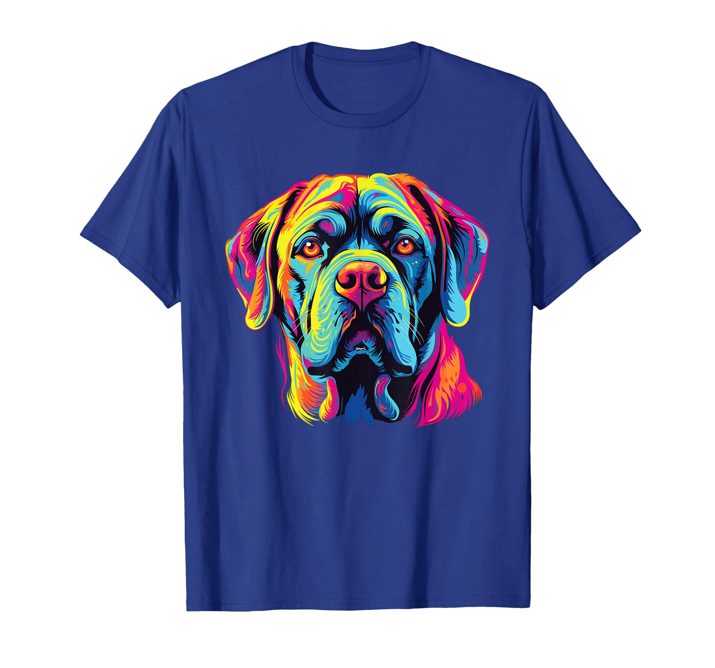 Retro Mastiff Dog Tees Unisex-Adults Kids Multicolor Watercolor Artistic Modern Dog-Themed T-Shirt Small
