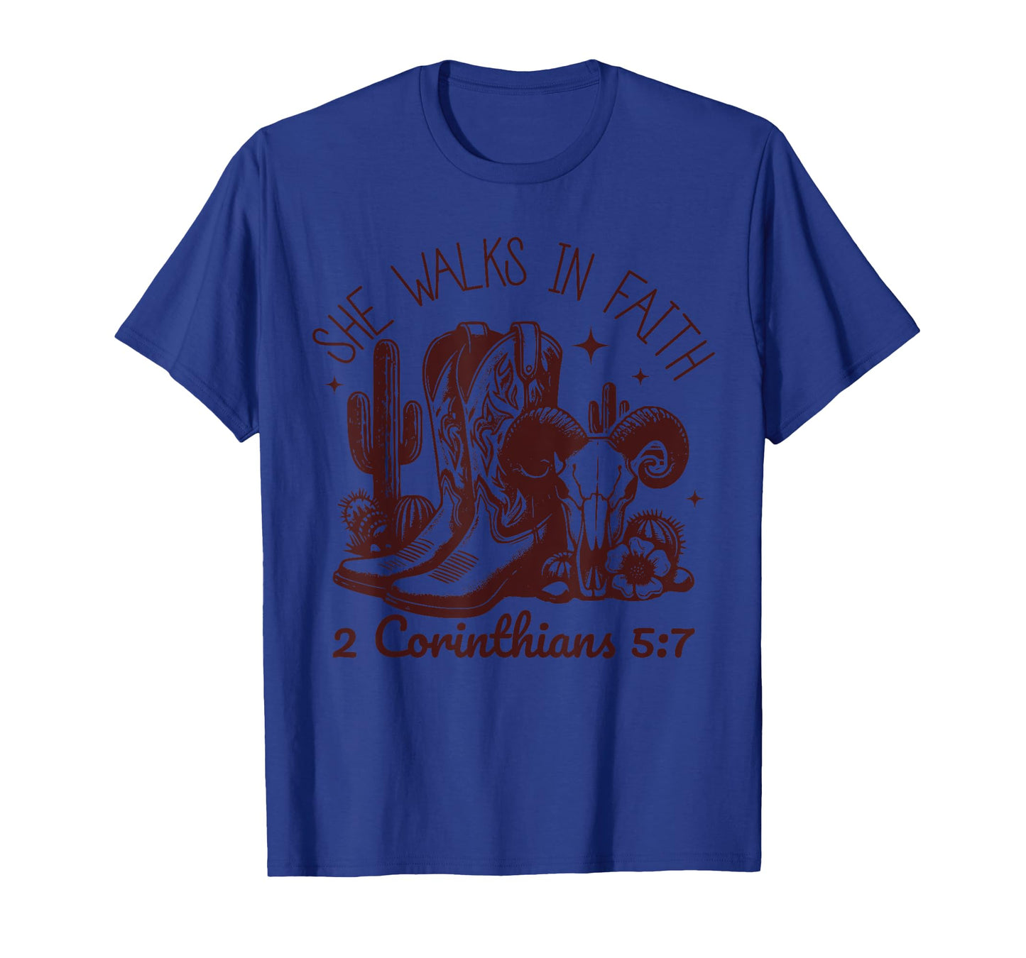 Country Western Christian Bible Verse 2 Corinthians 5:7 T-Shirt