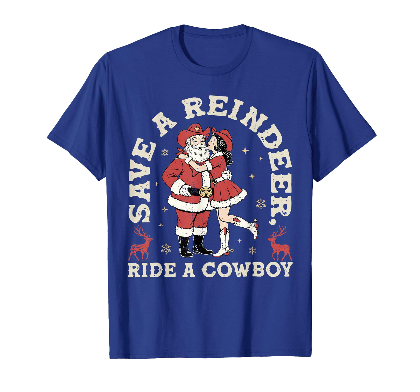 Save Reindeer Santa Ride Cowboy Christmas Country Western T-Shirt