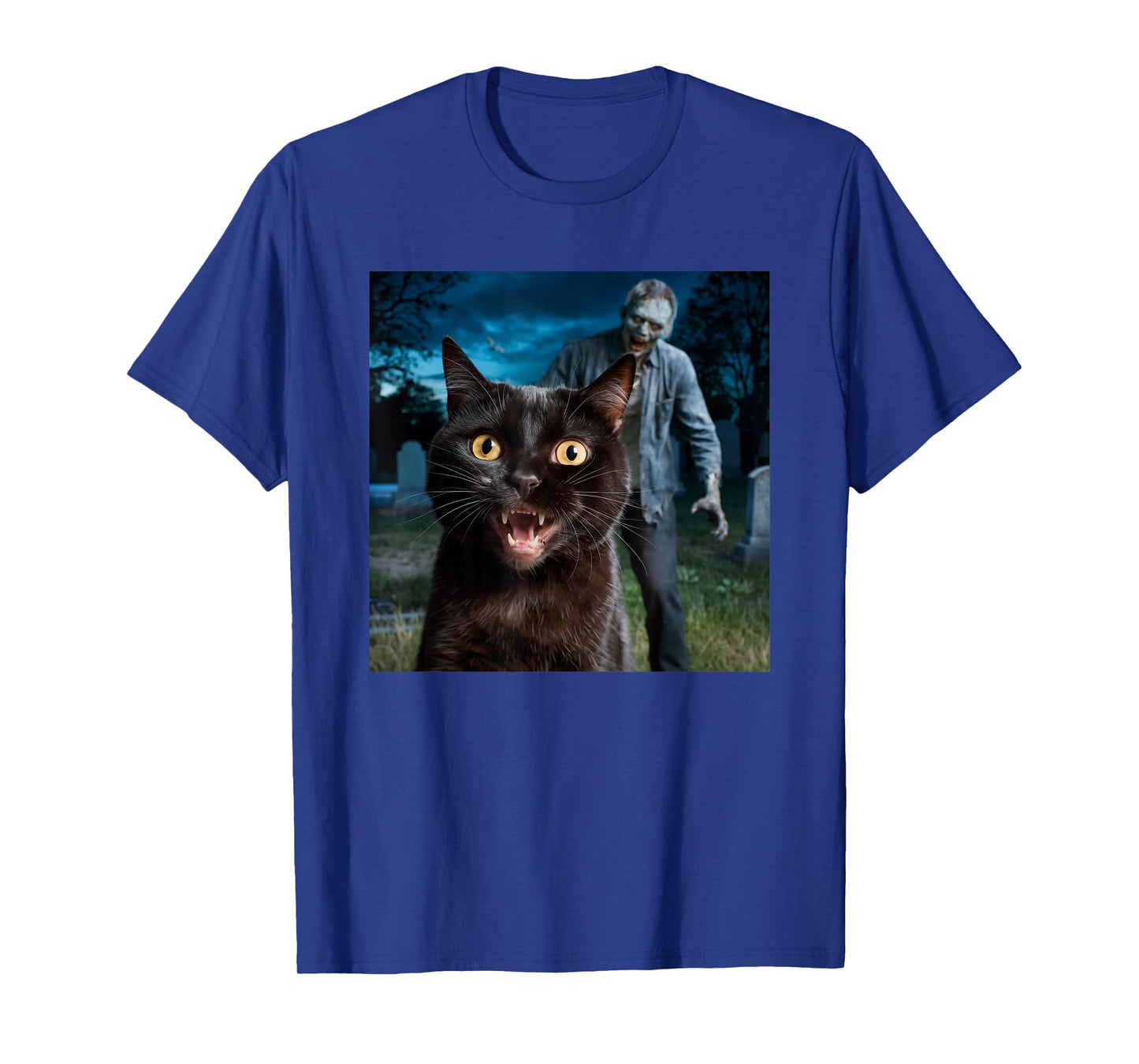 Cat and Zombie Selfie Photo Halloween for Cat Lovers T-Shirt