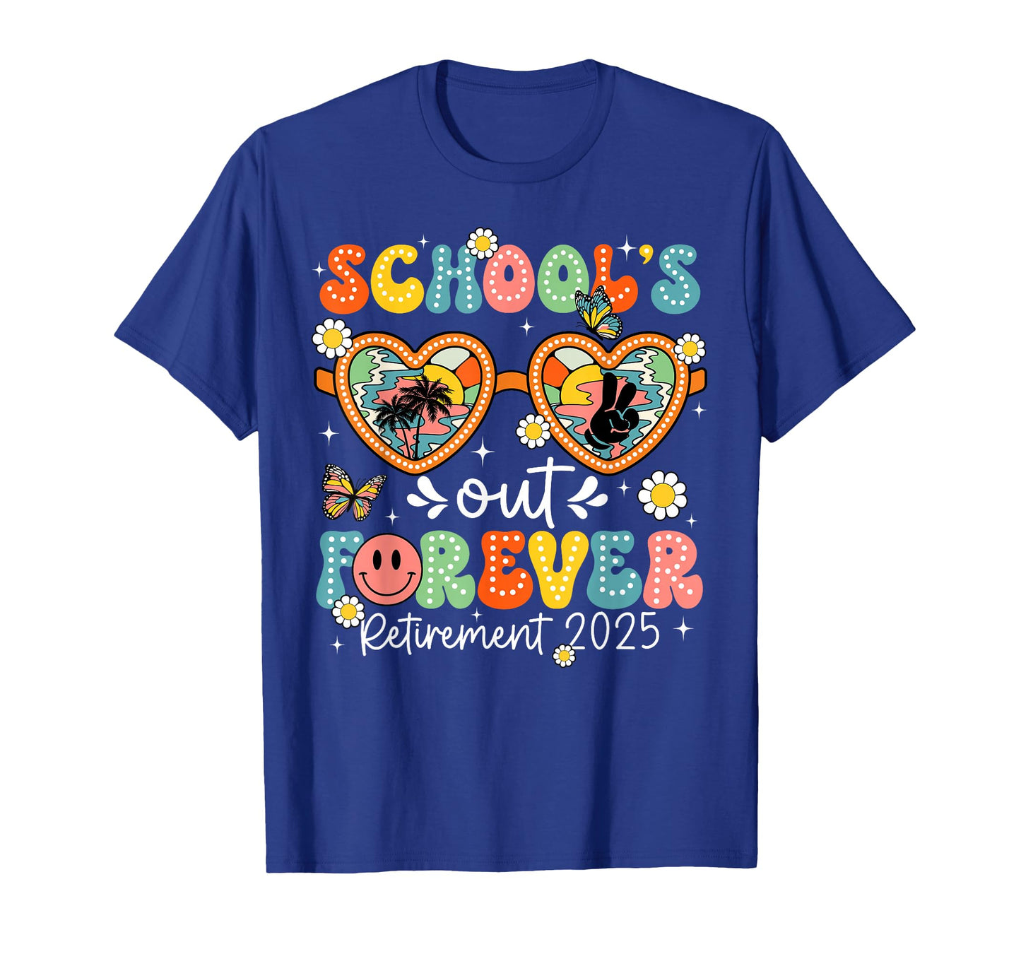 Groovy School's Out Forever Retirement 2025 Teachers T-Shirt