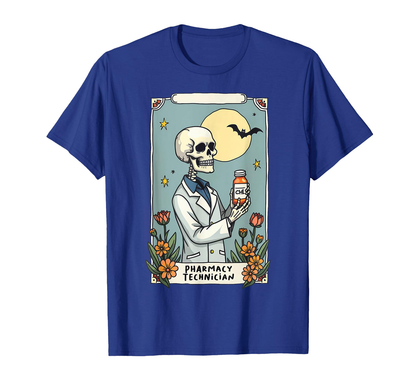 Floral Skeleton Skeleton Tarot Card Pharmacy Technician T-Shirt