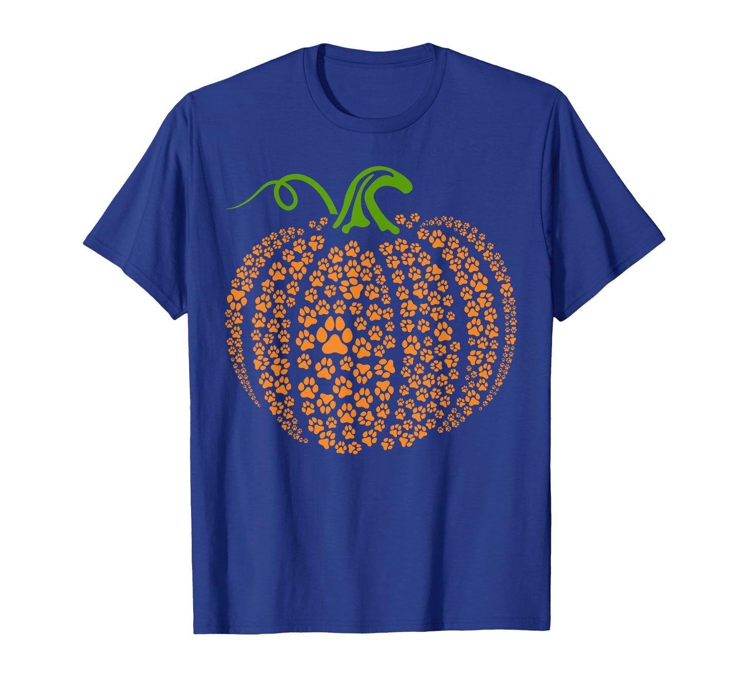 Dog Paw Print Pumpkin Autumn Fall Animal Lover Halloween T-Shirt for Men Women Kids