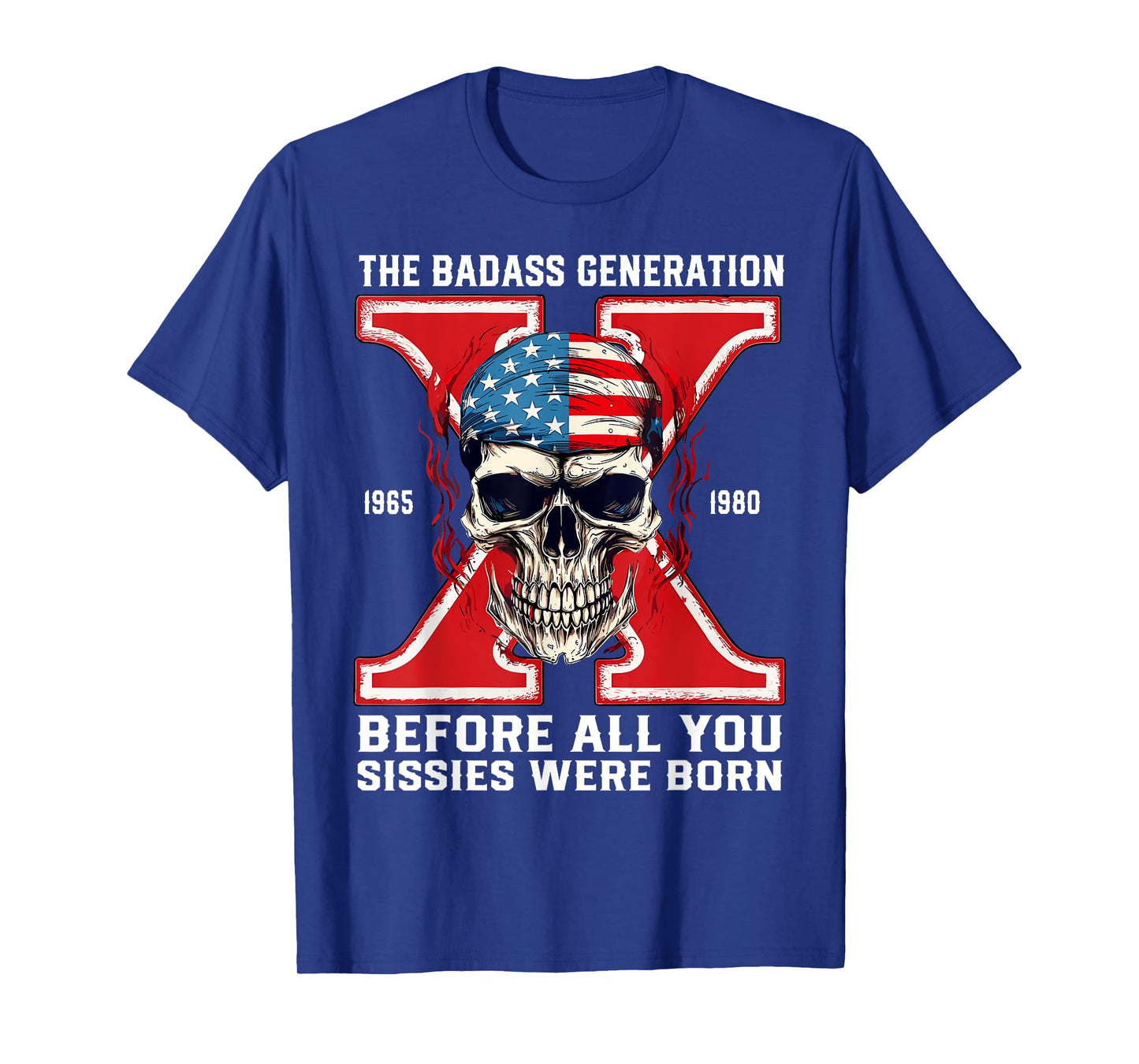 Gen X The Badass-Generation Skeleton Xennial 1965 1980 T-Shirt