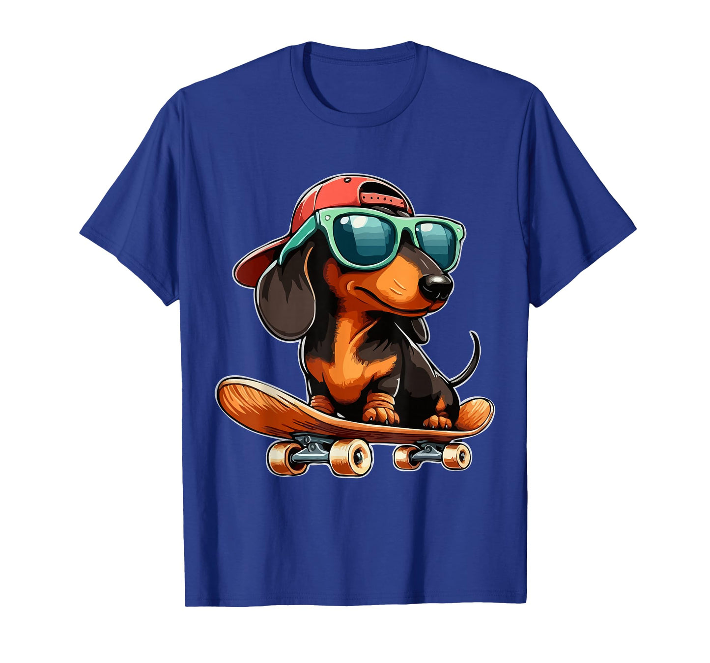 Cute Dachshund on a Skateboard Funny Wiener Dog T-Shirt