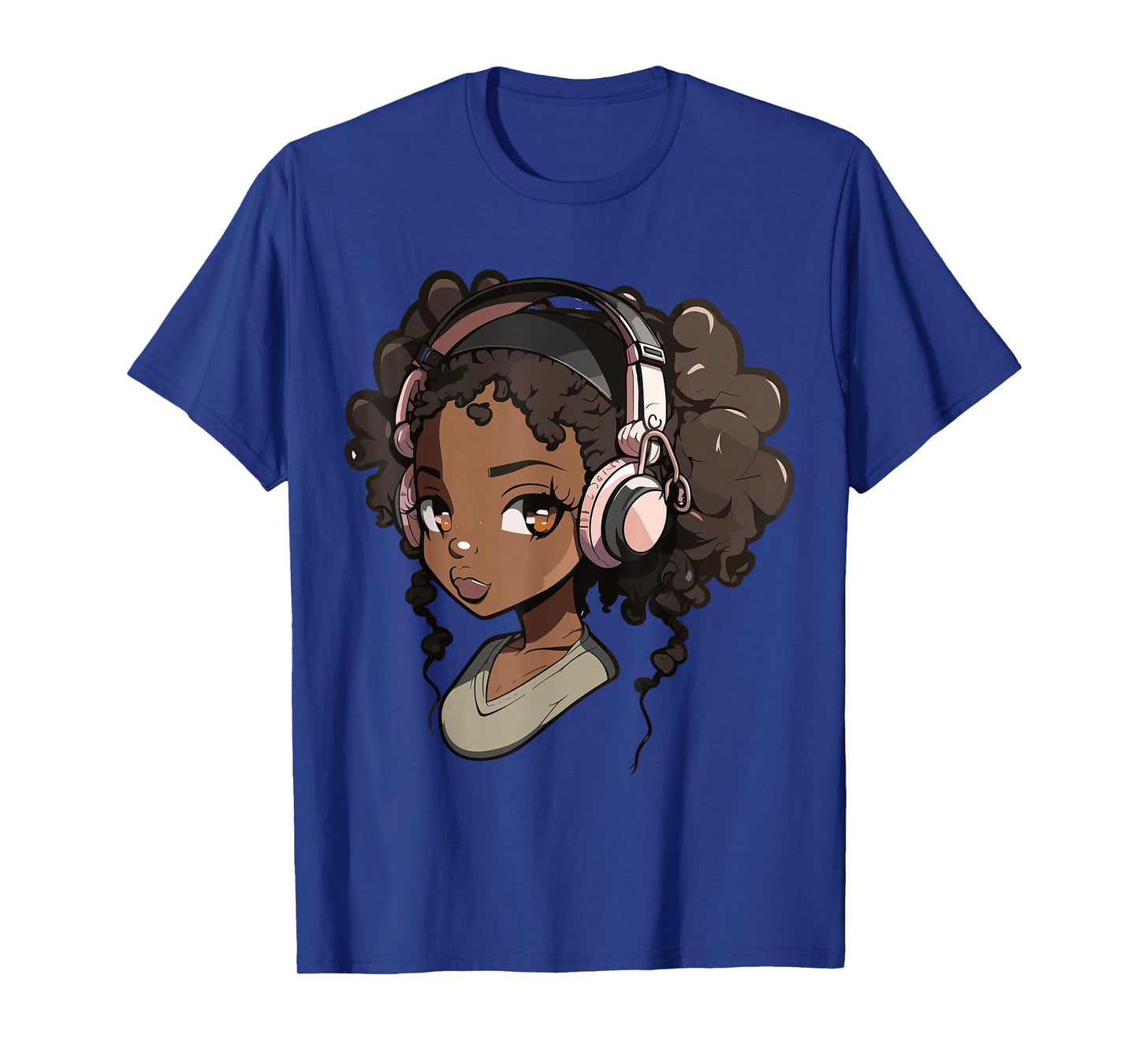 Anime and Music Black Girl Anime Merch Afro African American T-Shirt