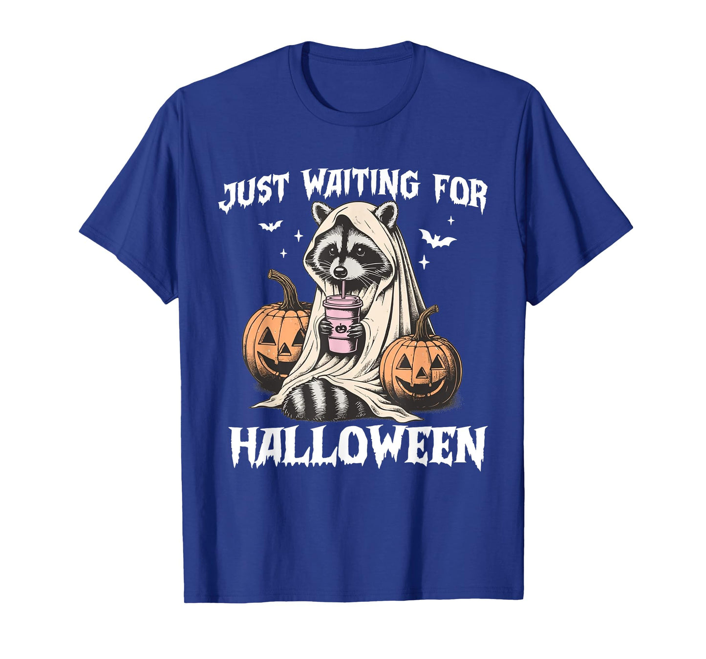 Just Waiting For Halloween Raccoon Pumpkin Men Women Kids T-Shirt