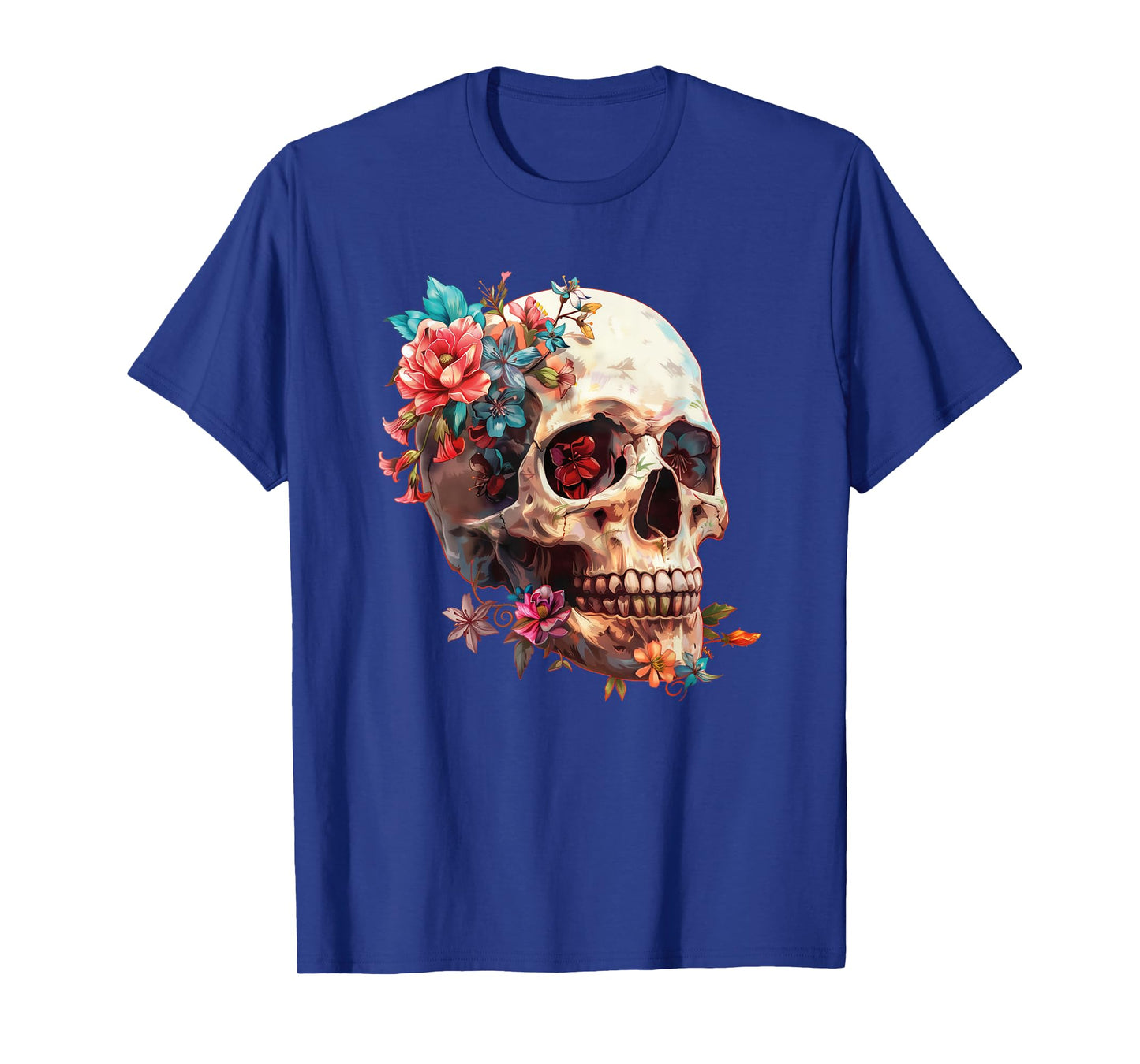 Floral Sugar Skull Rose Flowers Mycologist Gothic Goth T-Shirt