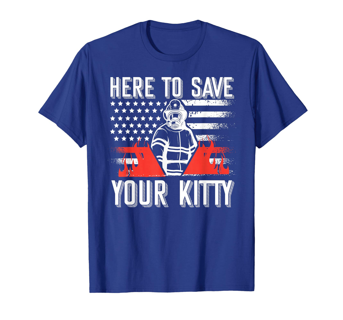 Firefighter Cat Usa American Flag Here To Save Your Kitty T-Shirt