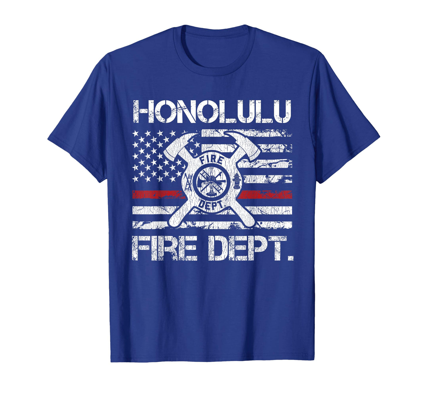 Honolulu Hawaii Fire Department Thin Red Line Fireman T-Shirt