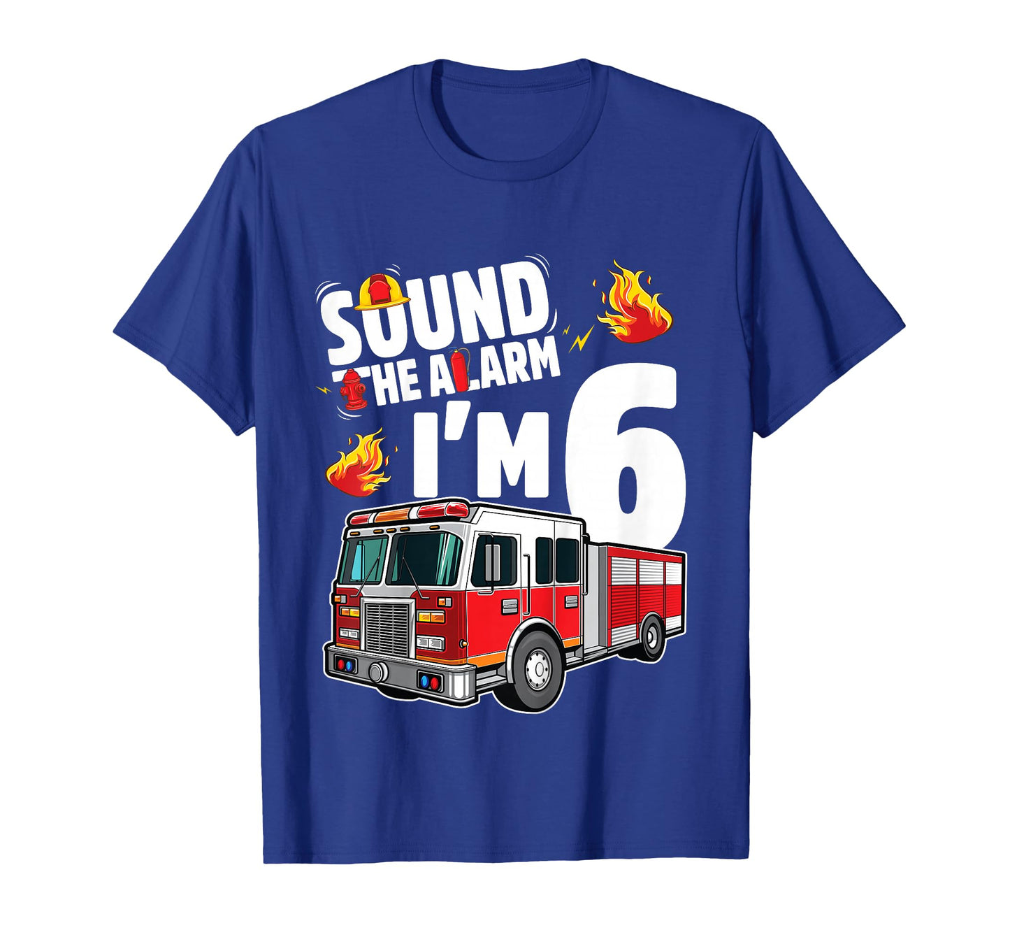 Fire Truck 6th Birthday Boy Firefighter 6 Year Old T-Shirt