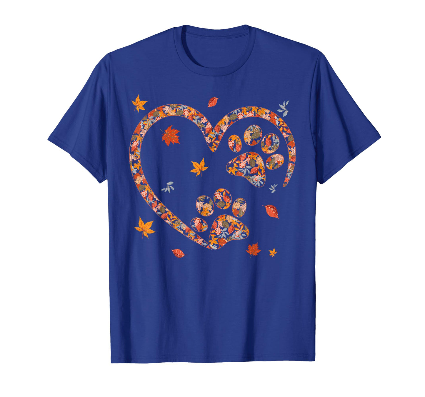 Funny Fall Leaf Cat Dog Print Autumn Vibes Thanksgiving Day T-Shirt for Men Women Girls Kids