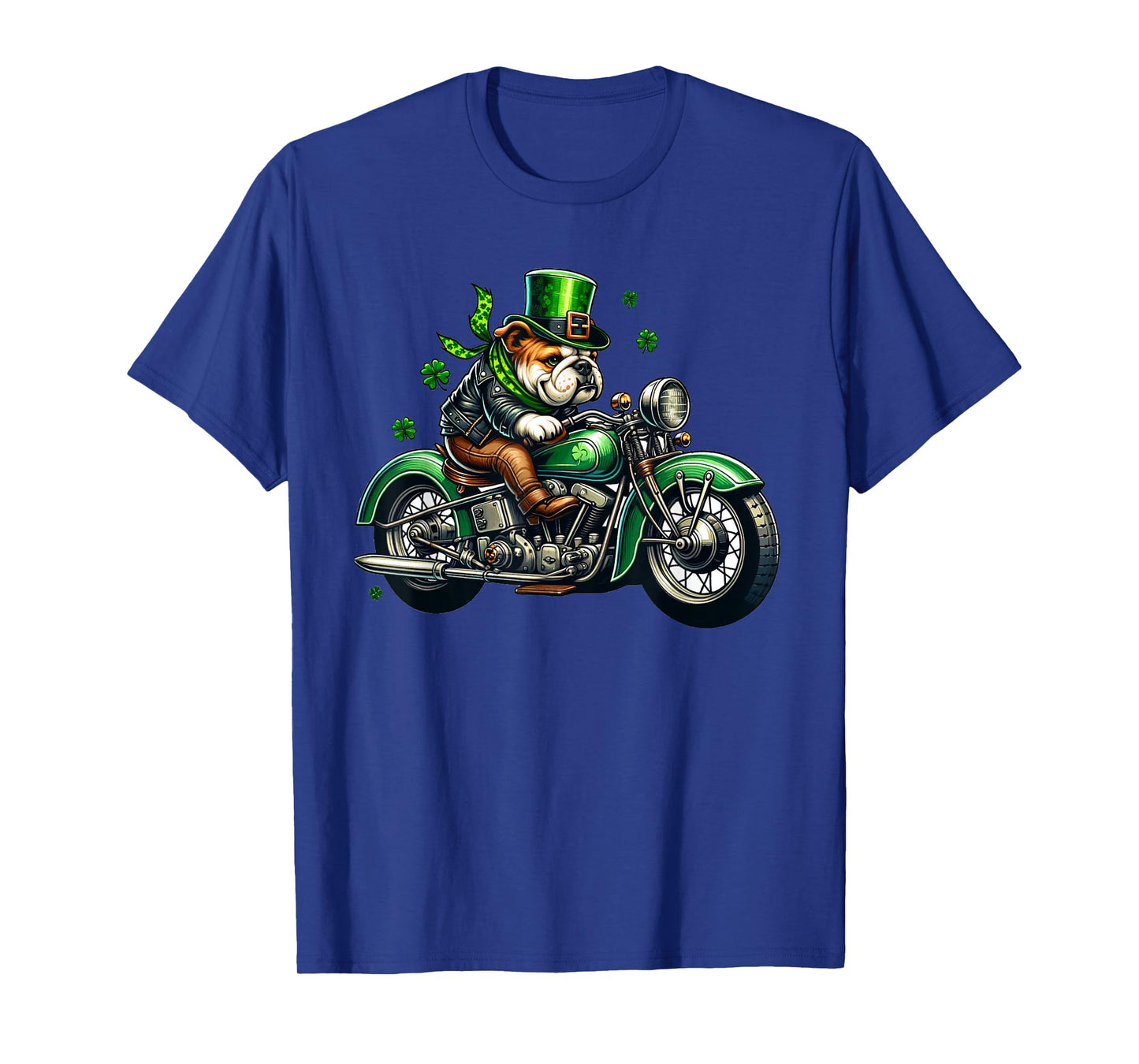 St. Patricks Ride: Bulldog on a Classic Motorcycle T-Shirt