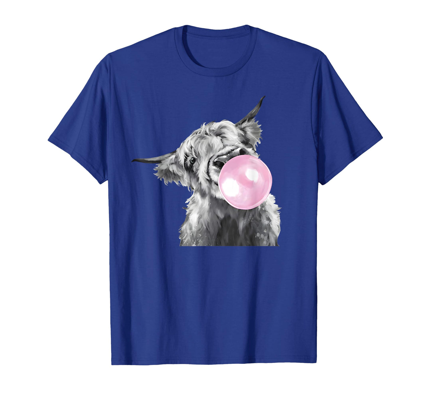 Cute Highland Cow with Bubblegum White and Black Western T-Shirt