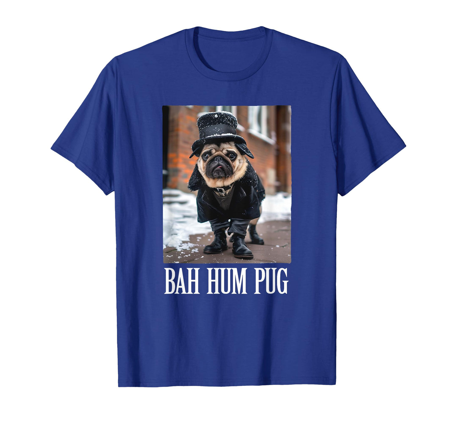 Funny Dog Bah Hum Pug Christmas Pet Holiday Photo Humbug Bug Men Women Girls Kids T-Shirt