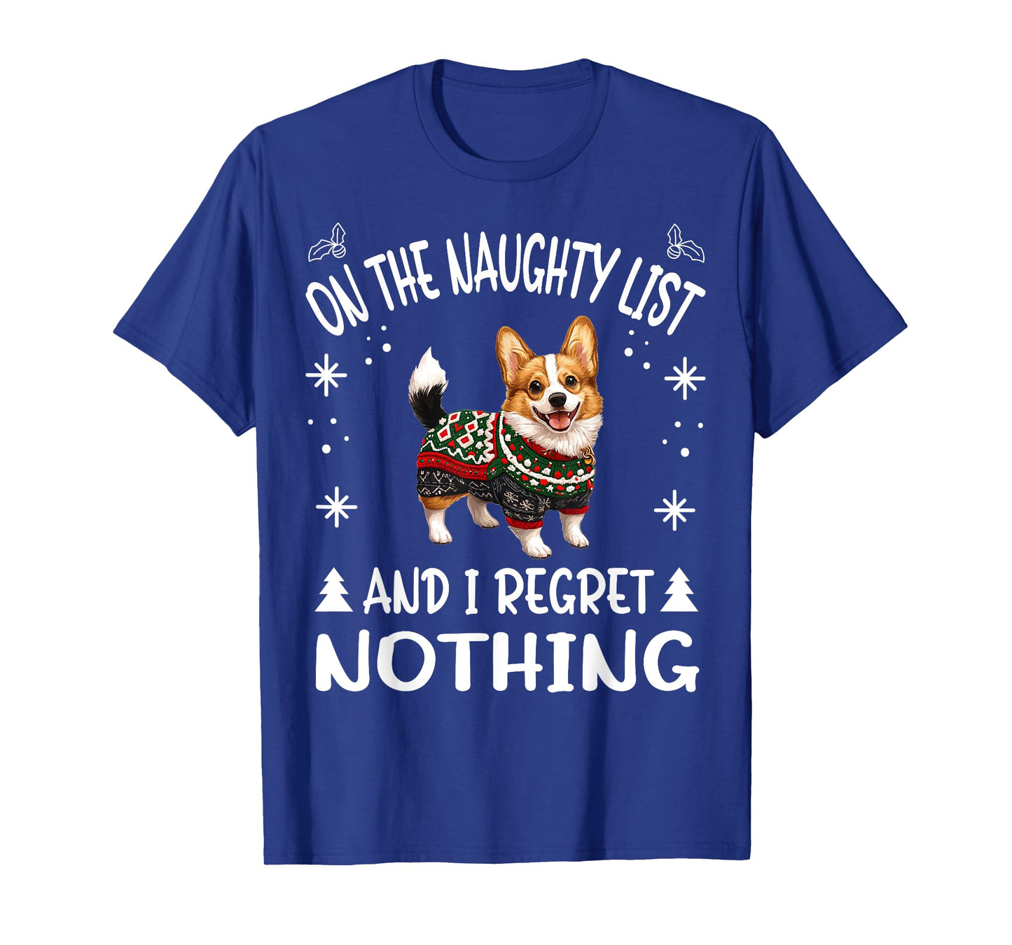 Cute Cardigan Welsh Corgi Dog Christmas On The Naughty List T-Shirt