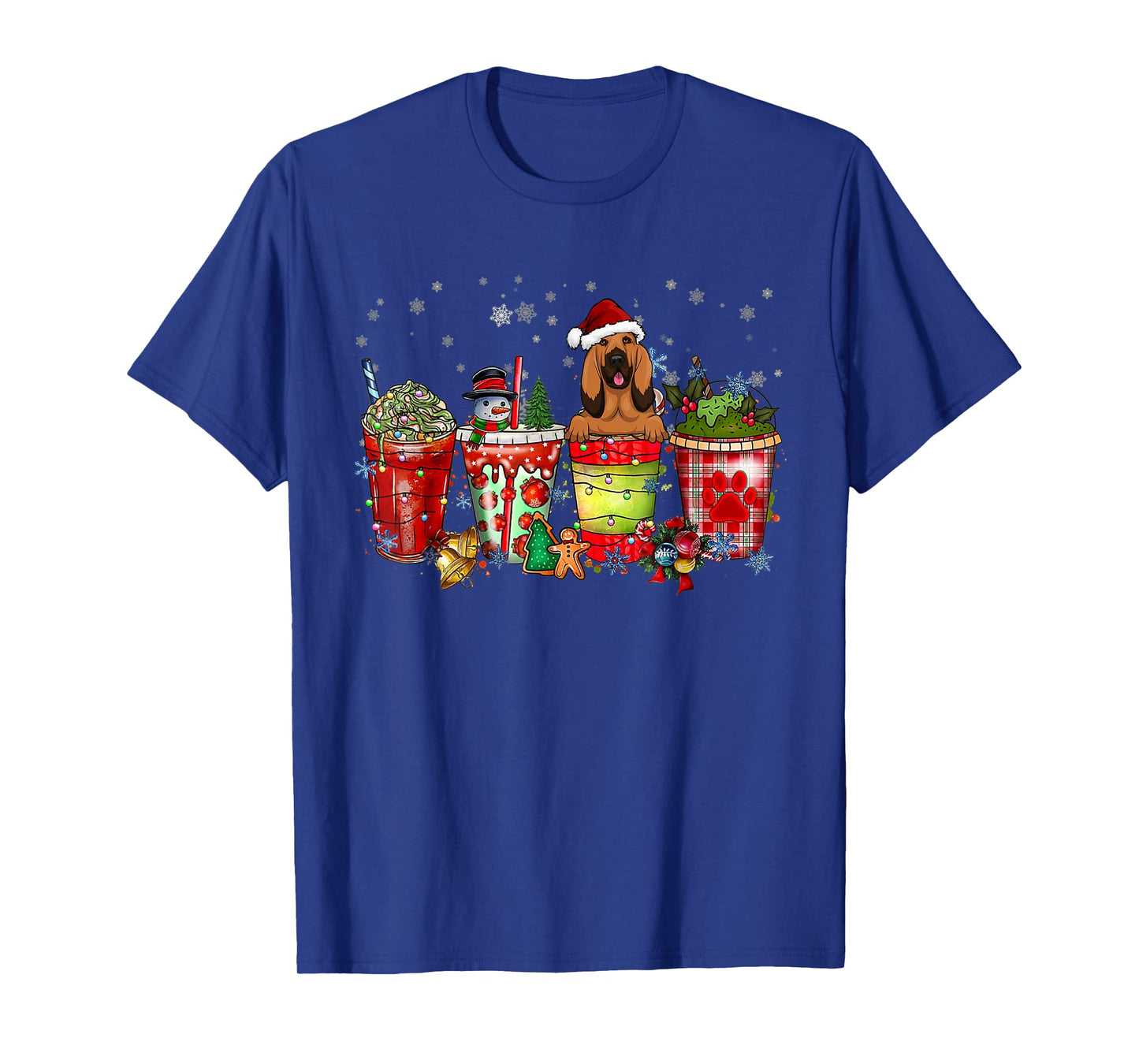 Cute Blood Hound Dog Christmas Coffee Pajamas Xmas T-Shirt