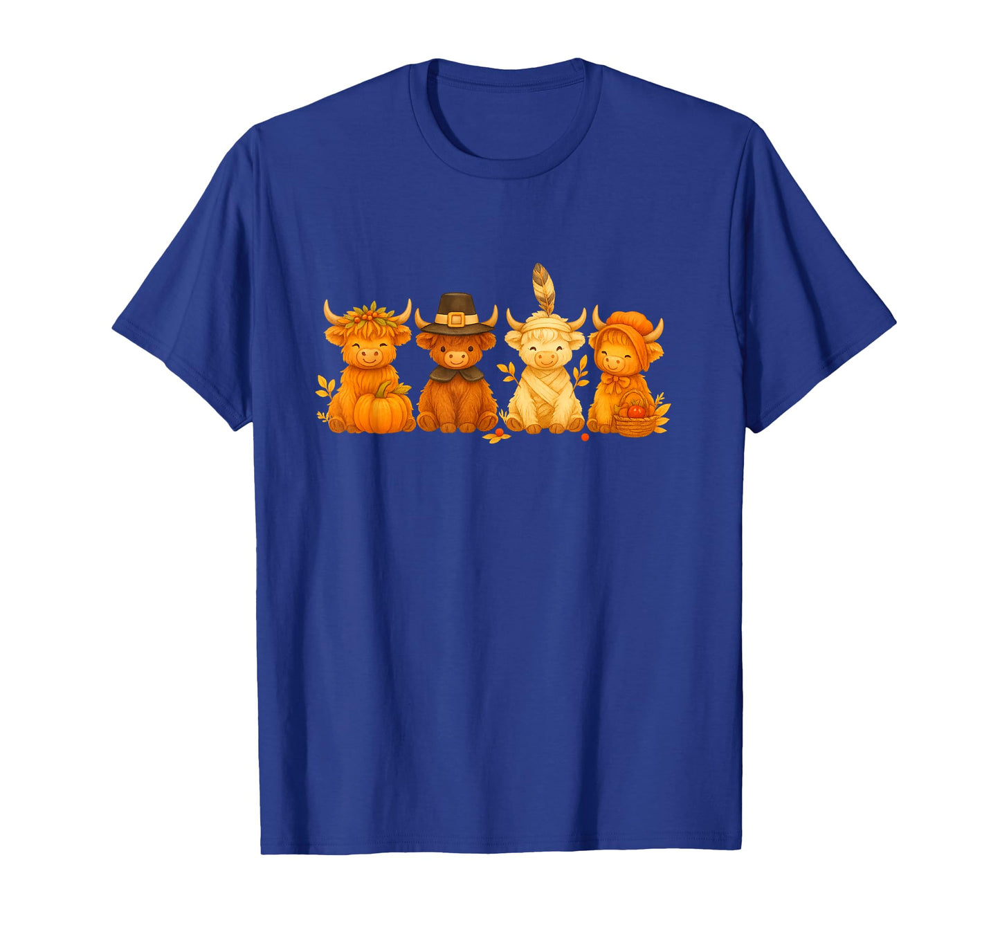 Autumn Thanksgiving Highland Cow Needlework Pattern T-Shirt