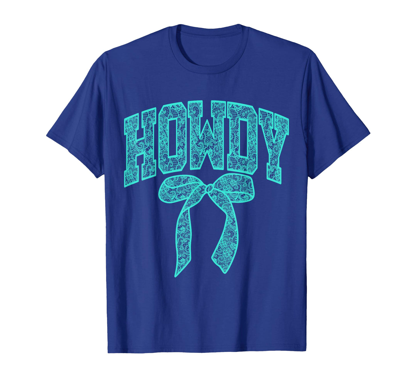 Howdy Lace Bow Turquoise Western Coquette Cowgirls T-Shirt