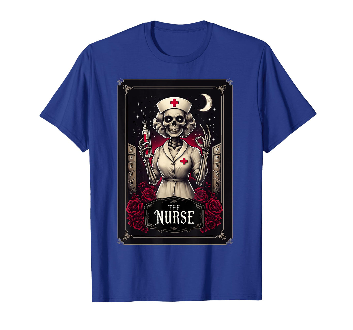 Funny The Nurse Skeleton Tarot Card Nursing RN LPN NP T-Shirt
